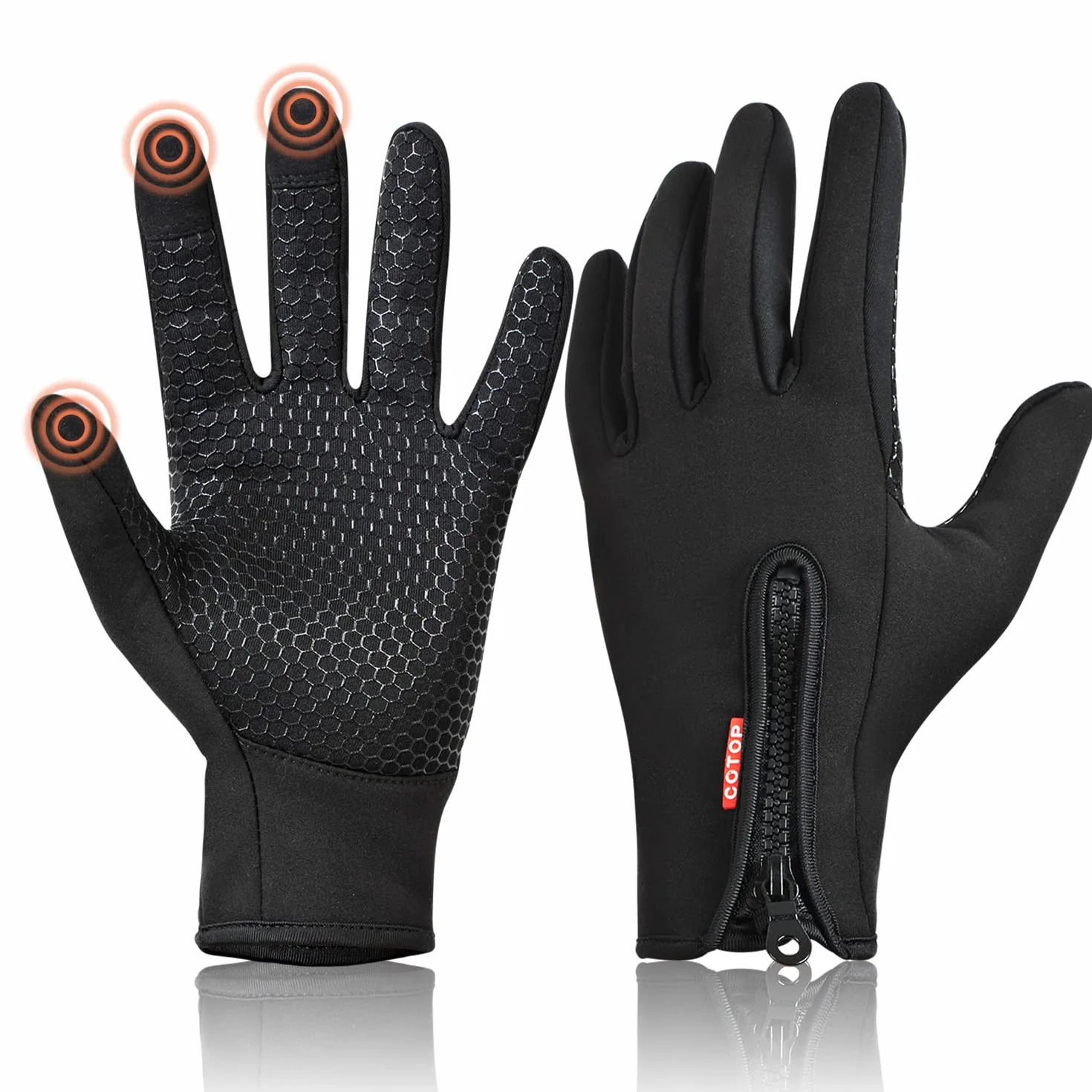 COTOP Gants d'hiver Coupe-Vent Tactile Antidérapants pour Cyclisme Course à Pied Conduite Randonnée