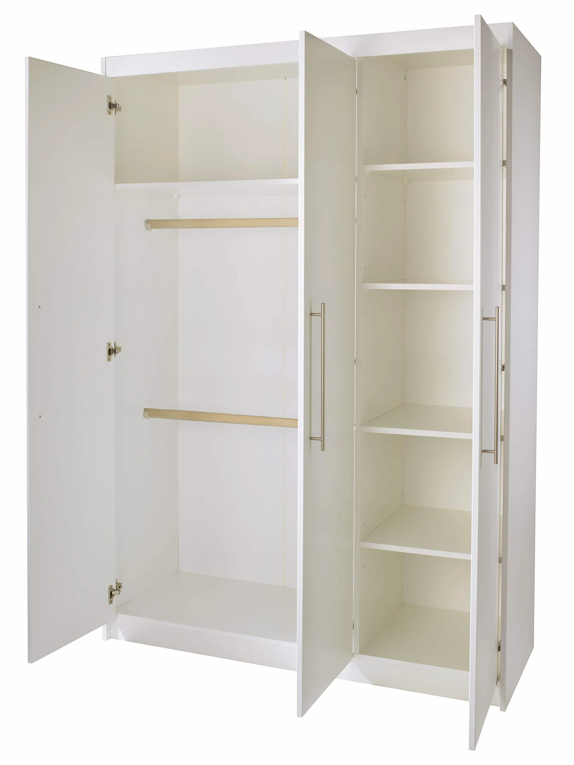 roba Armoire Enfant Maren 3 Portes Battantes Garde-Robe Bois Penderie 6 Étagères Blanc
