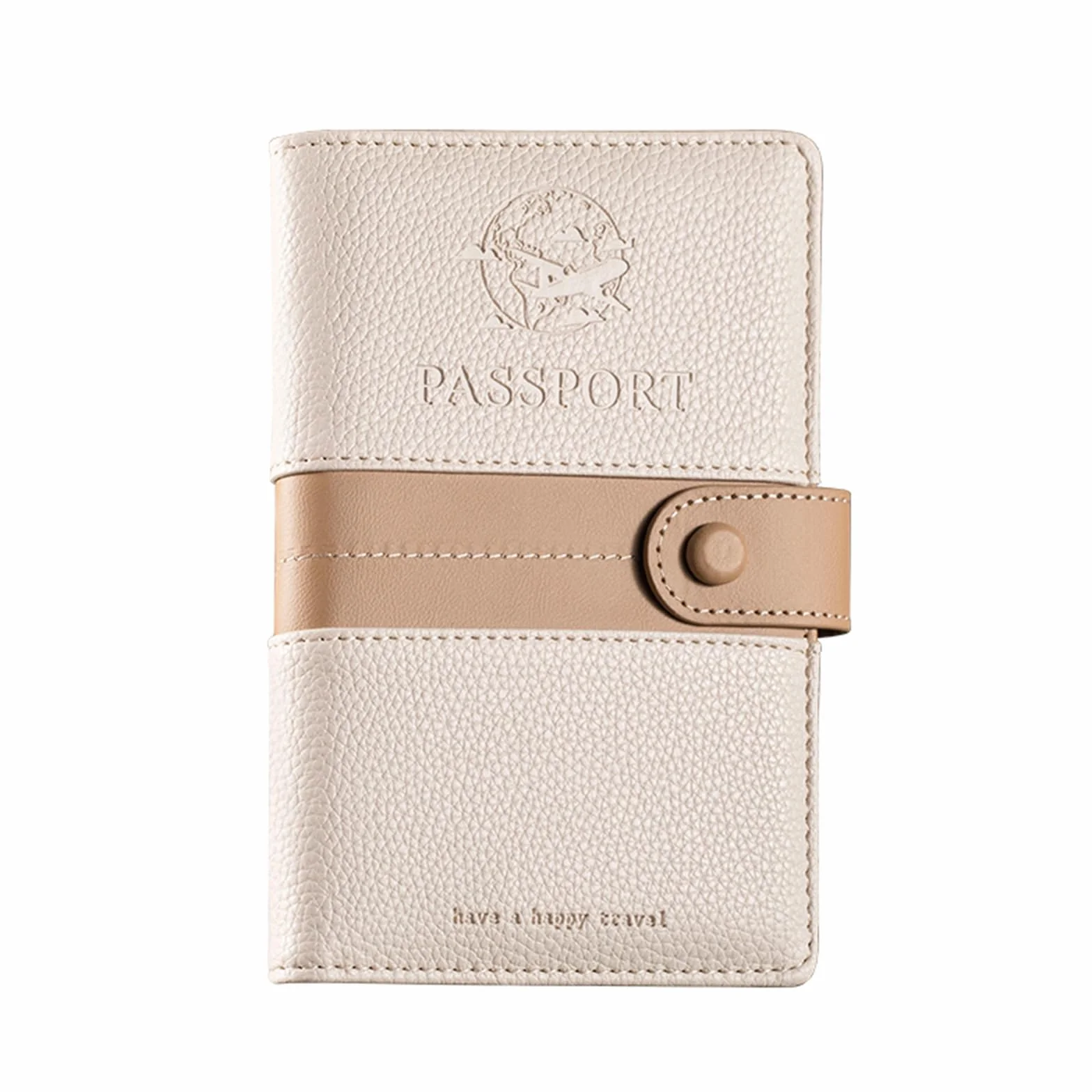 EPROICKS Porte Passeport RFID Cuir PU Voyage Etui Passeport Hommes Femmes Beige