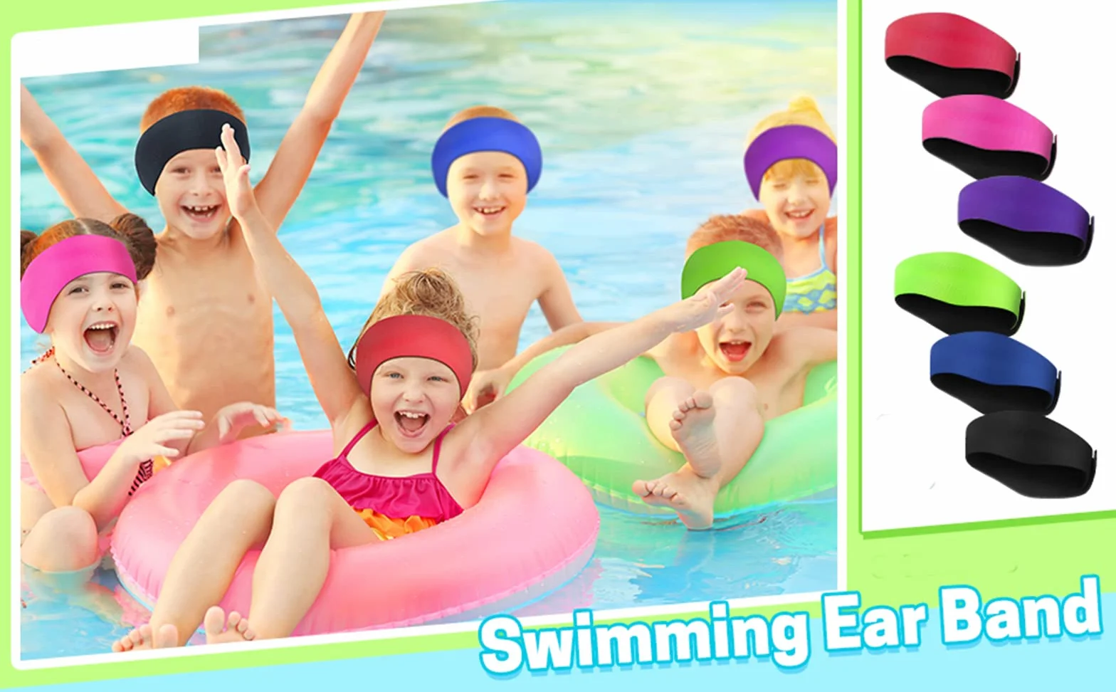 Bandeau de Natation Enfant Néoprène Élastique Équipement Sport Nautique Anti-Eau Violet