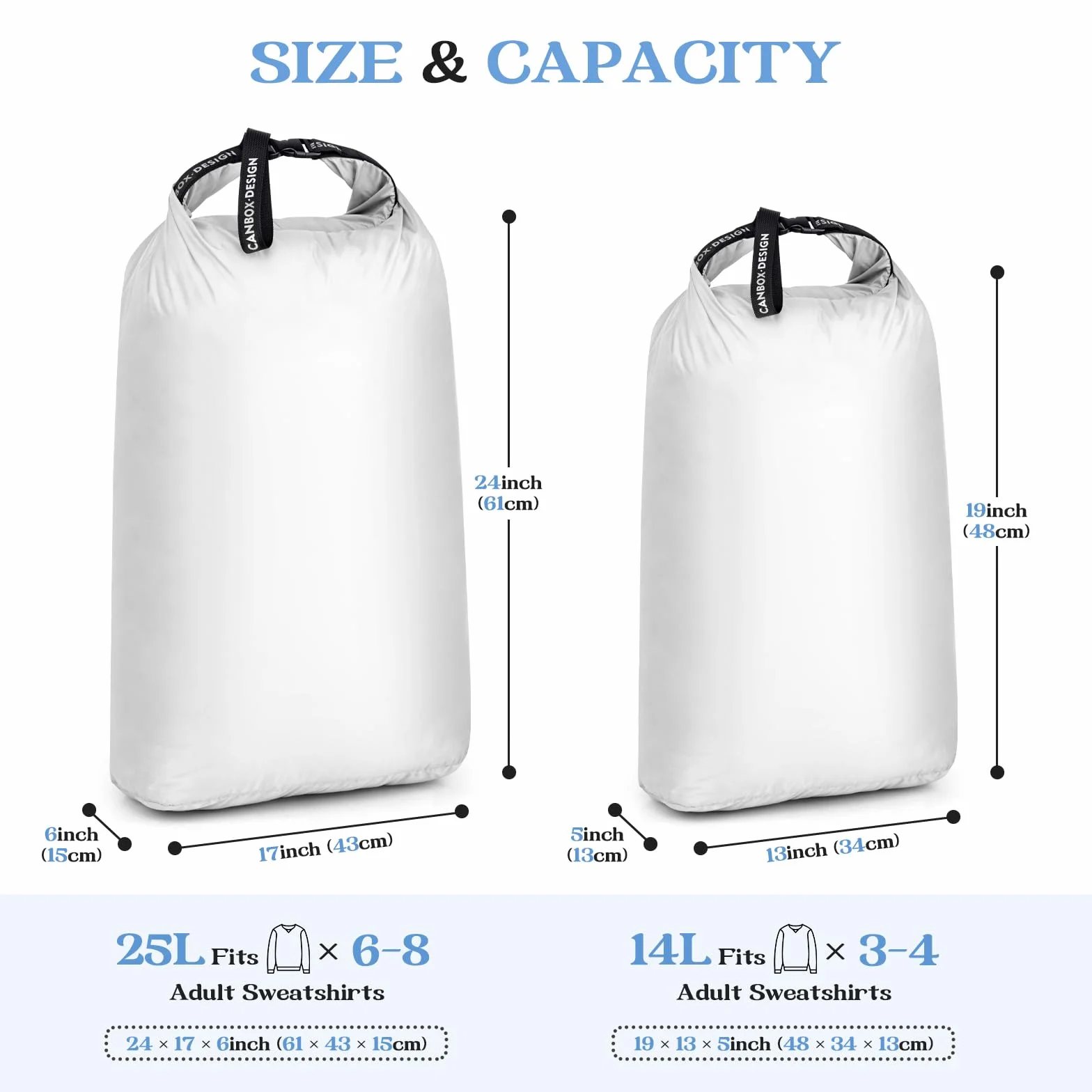 Lot de 2 sacs à linge de voyage étanches pliables avec poignées