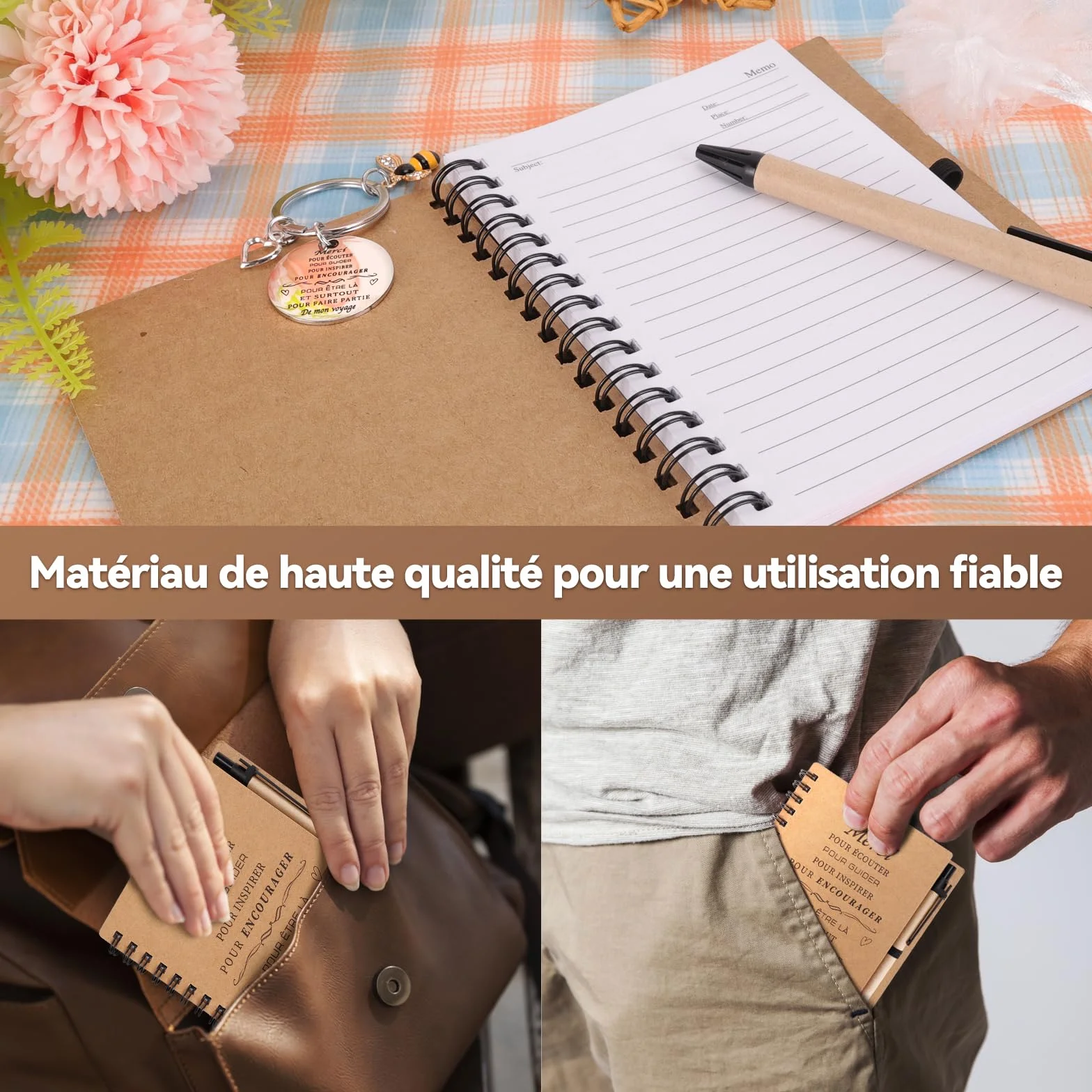 Cadeau Maîtresse d'École Original, Porte Clef Utile Professeur Retraite, Carnet Note Fin d'Année