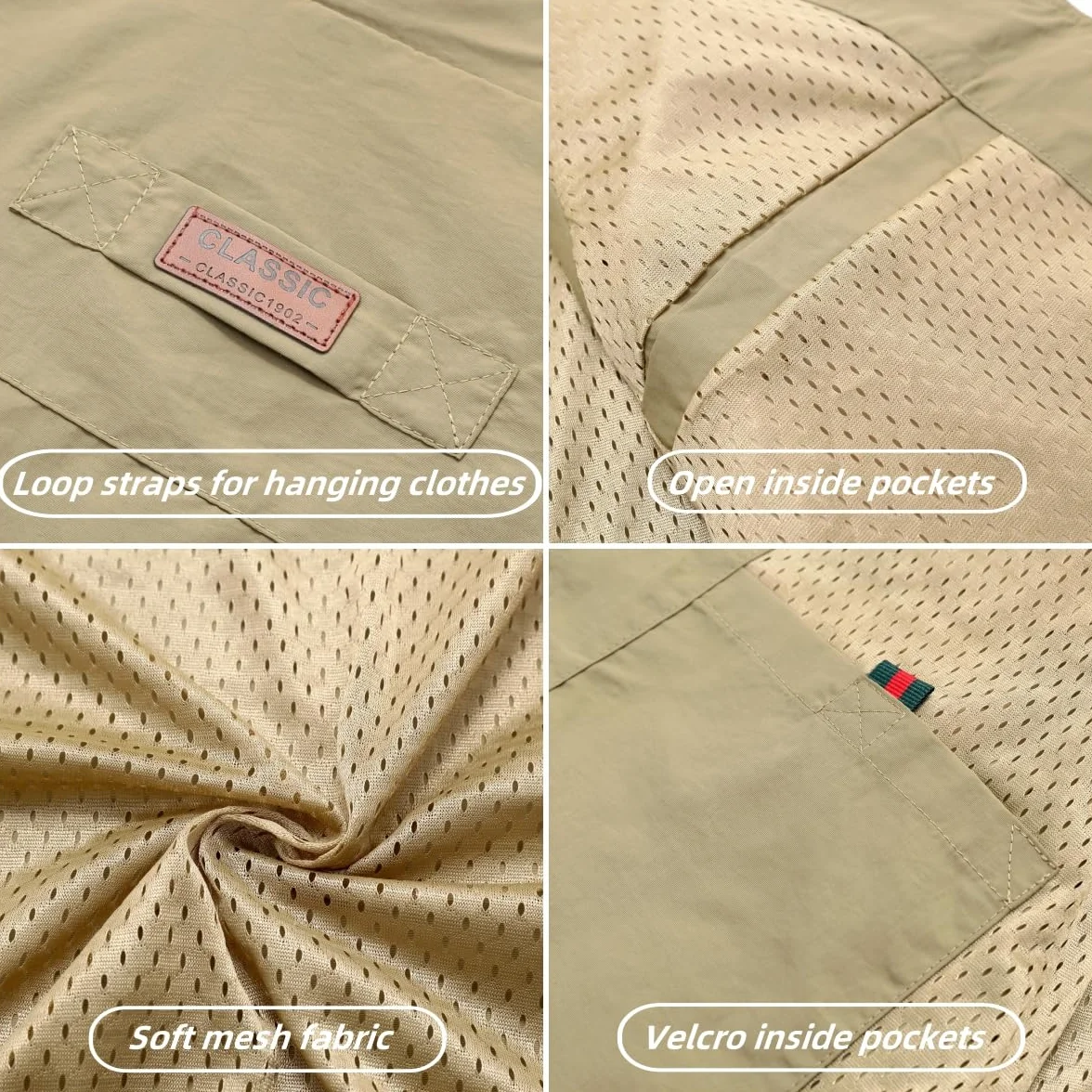 Gilet Multi-Poches Léger Respirant pour Pêche Plein Air Chasse Camping Photographie