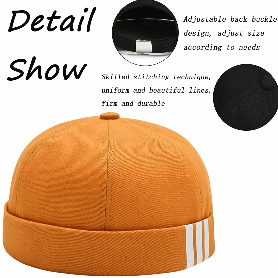 Bonnets Homme Hiver Docker Hat Beanie Worker Caps Brimless Hat Rolled Cuff Adjustable