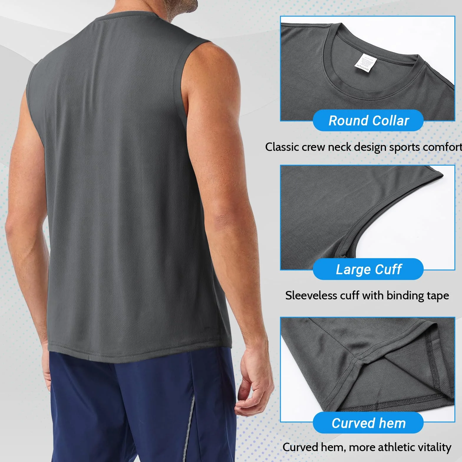 MEETYOO Lot de 5 Débardeurs Homme, Sous-Vêtement Technique sans Manches, T-Shirt Respirant Gainant pour Running, Fitness