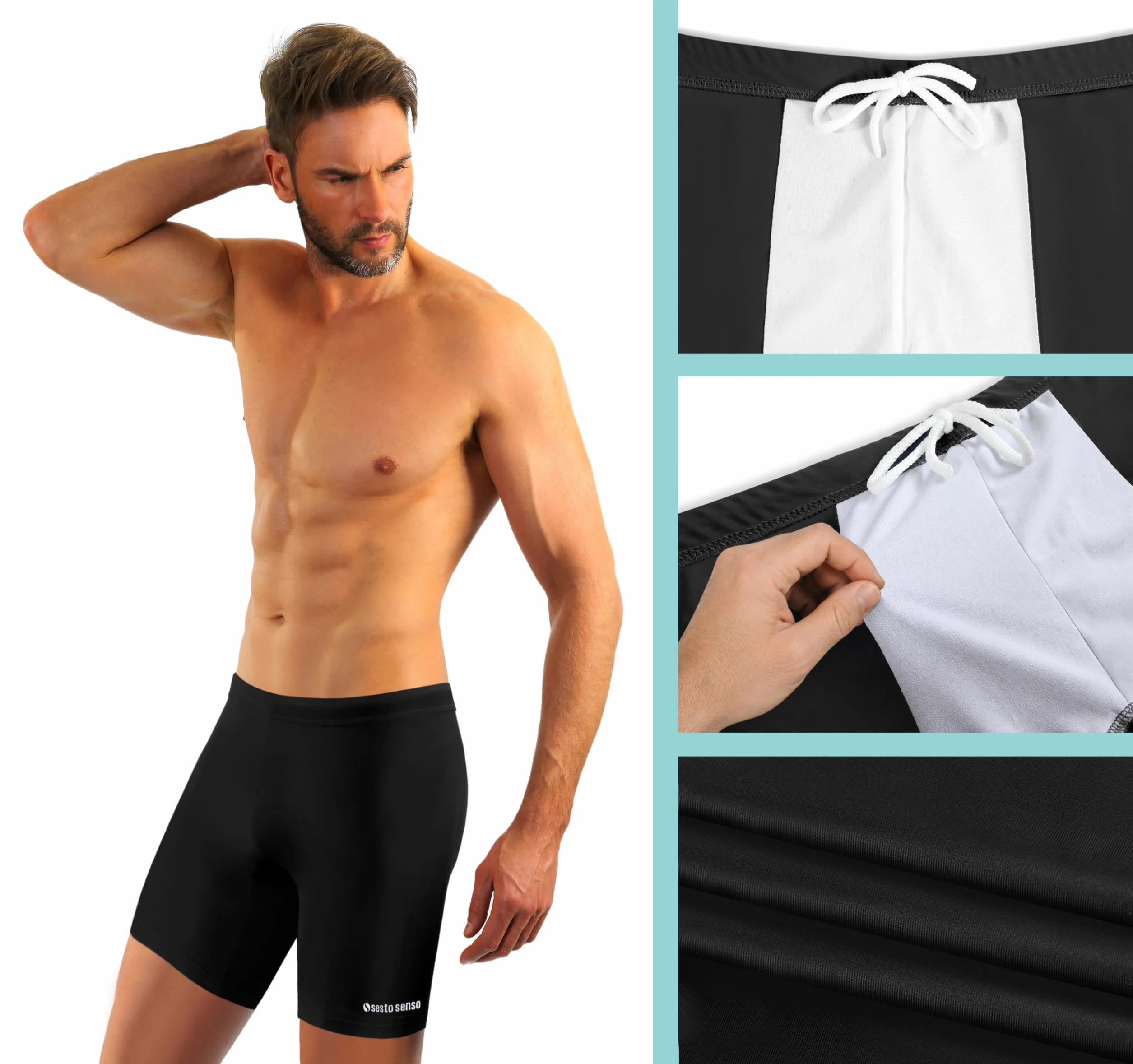 Sesto Senso Jammer de Bain Homme Maillot Long ajusté Boxer Surf Voile Sports Nautiques