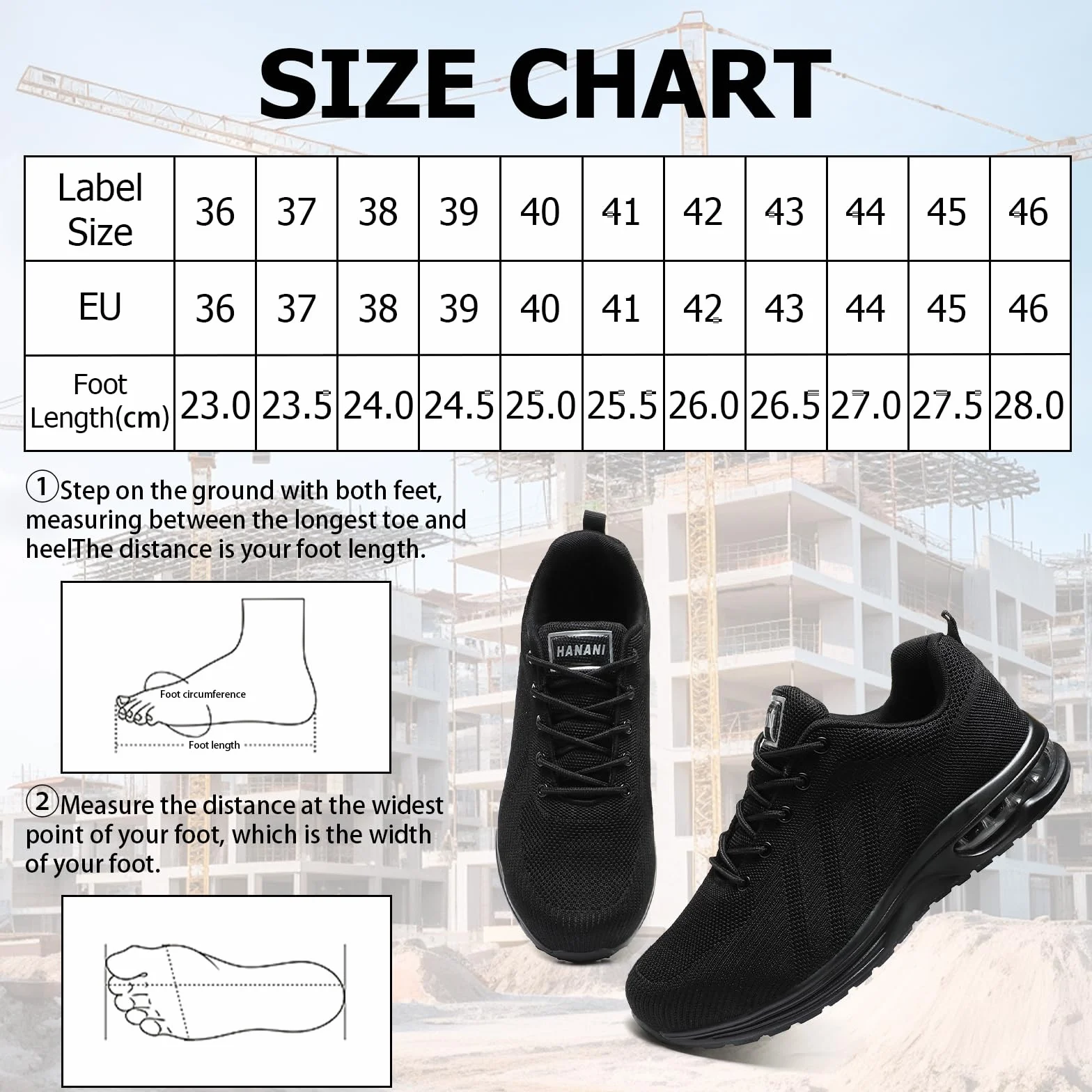 Hanani Chaussures de sécurité Homme Femme Basket Embout Acier Respirant Anti-Perforation