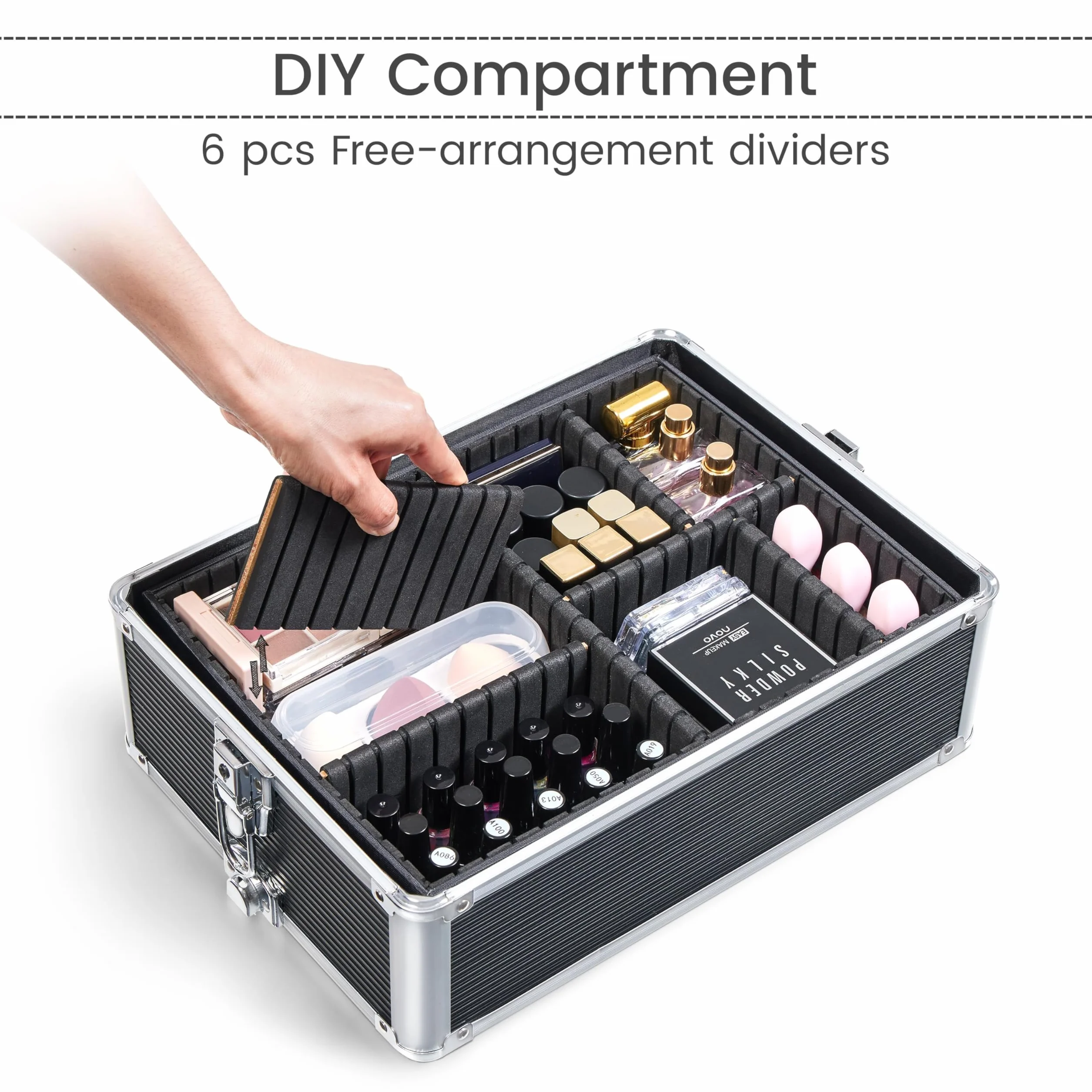 Yaheetech Valise de Maquillage 5 en 1 Verrouillable 34 x 25,5 x 80,2 cm Noir