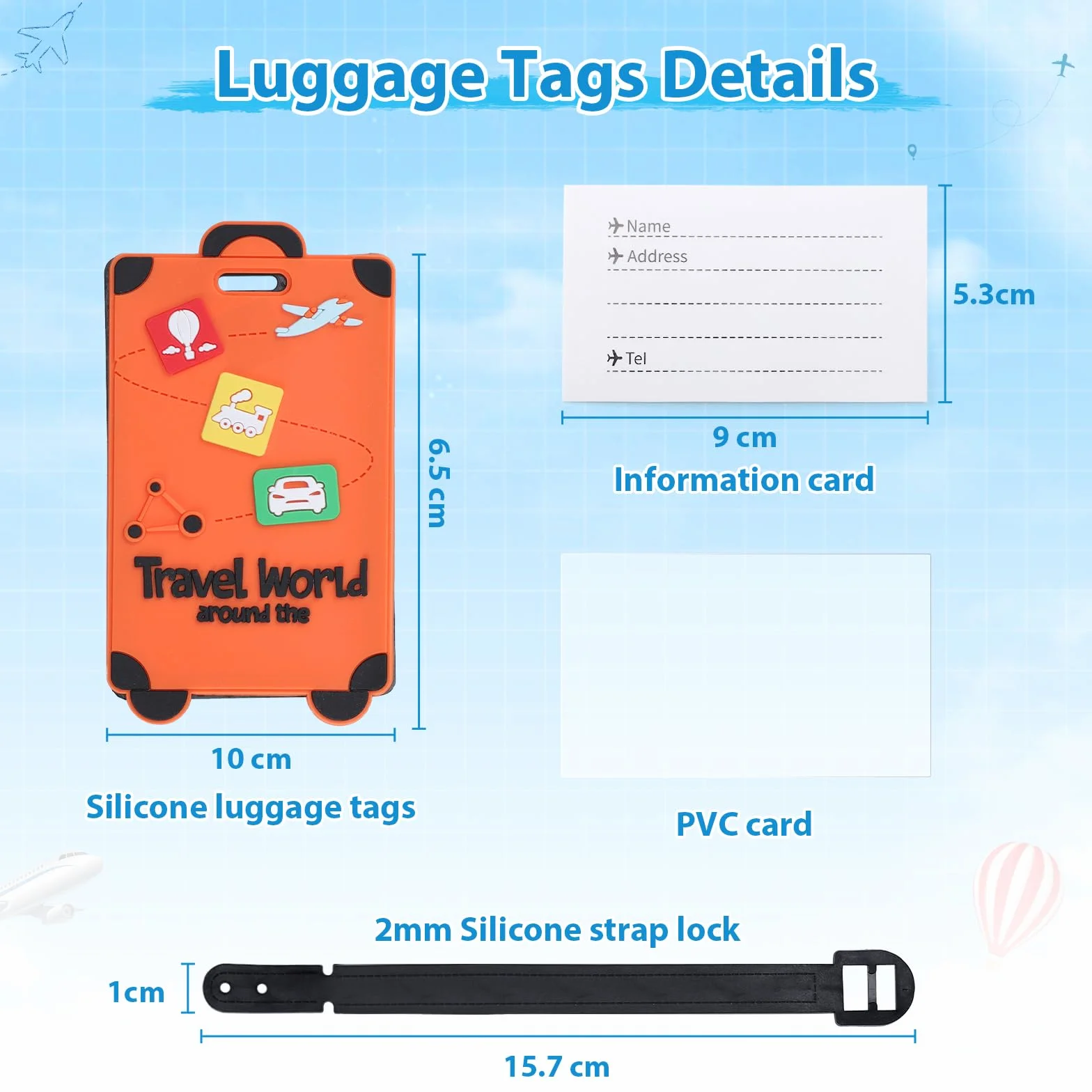 Alyvisun 4 Pcs Étiquette Bagage Silicone Imperméable avec Carte d'Identification, Couleurs Foncées