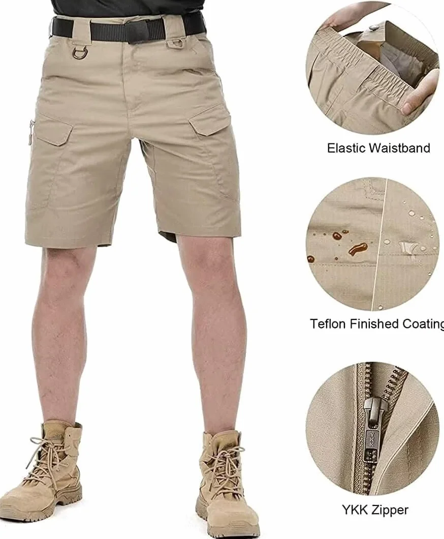 Shorts Homme Sport Tactiques Imperméables Multi-Poches Cargo Shorts Plein Air Chasse Pêche