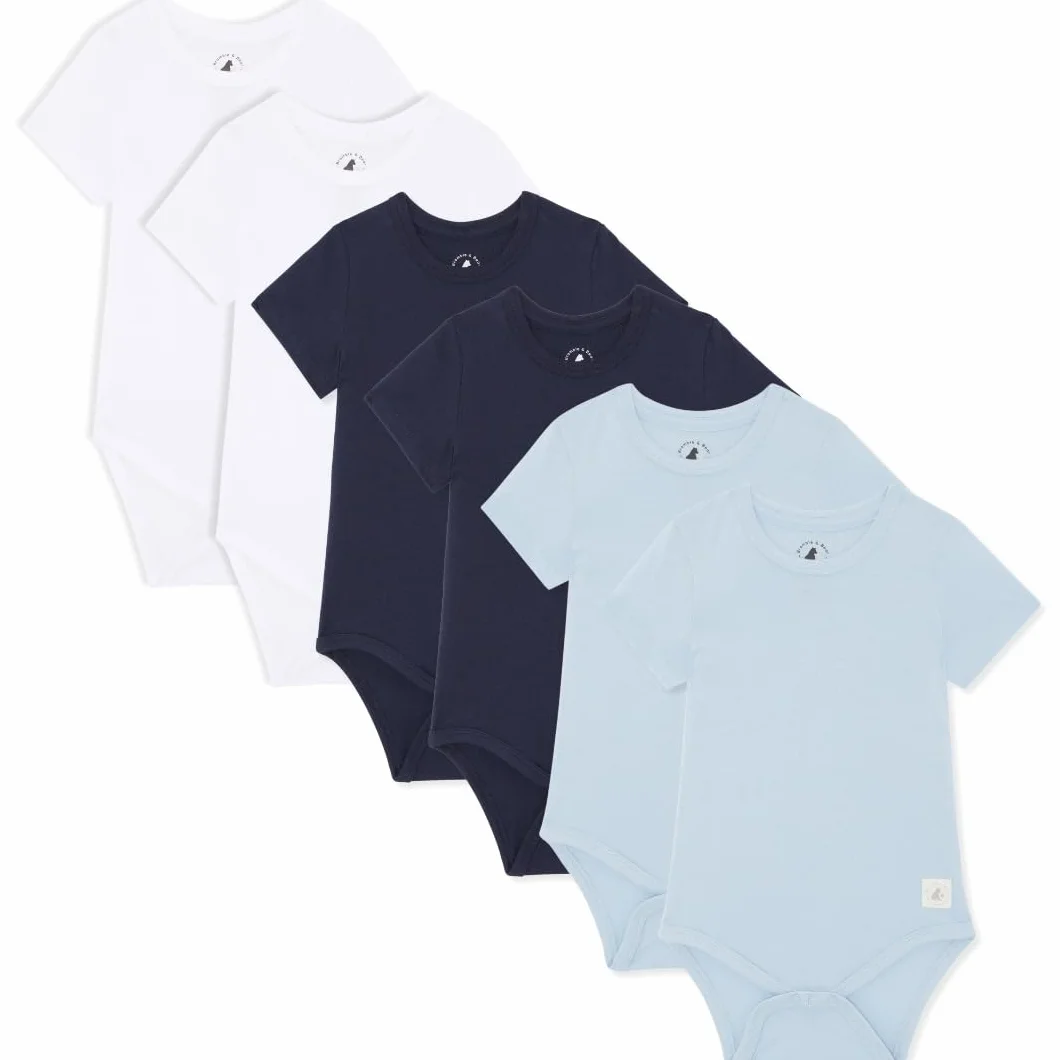 Bramble & Bear Lot de 3/6 Gilets à manches courtes en coton biologique pour bébés 0-3 ans