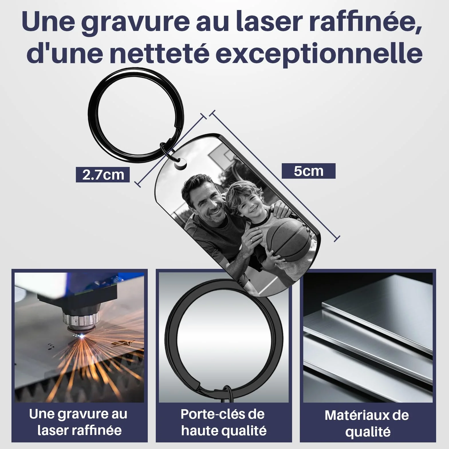 Porte Clef Photo Personnalisé Cadeau Fête des Pères pour Papa