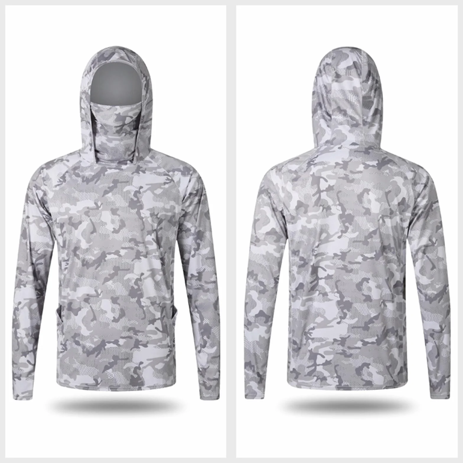 T-Shirt Anti UV UPF 50+ Homme à Manches Longues Protection Solaire avec Masque