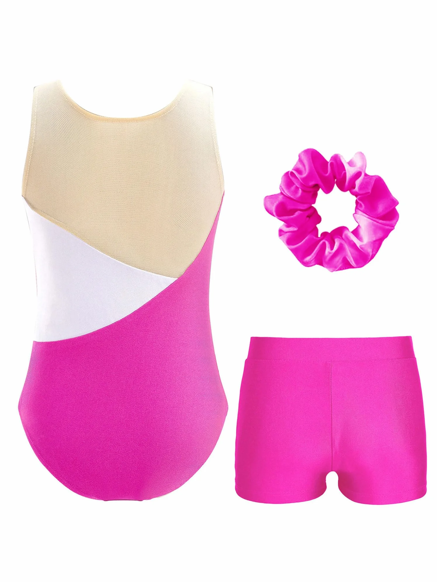 Justaucorps Gymnastique Strass avec Short Danse Fille 5-16 Ans