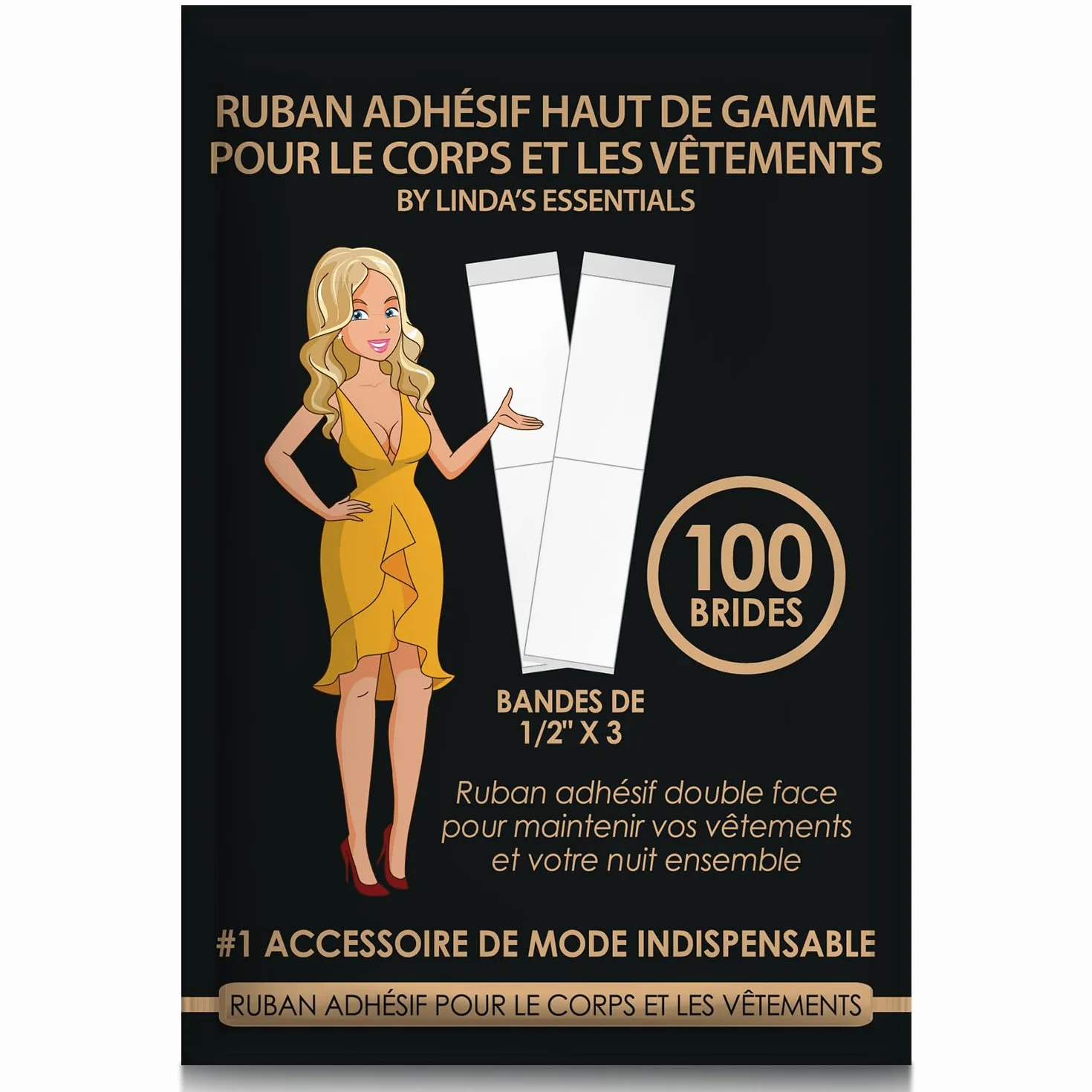 Linda's Essentials Adhésif Double Face Peau Body Tape Scotch Vetement (100 pièces)