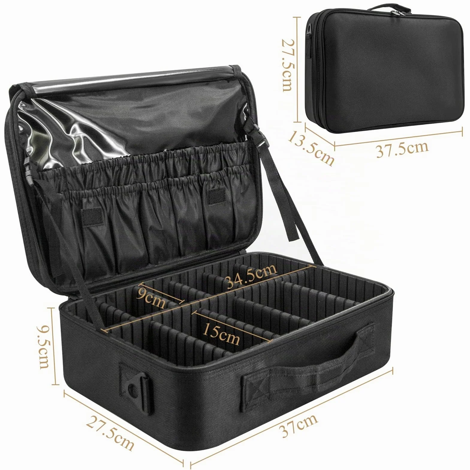 Trousse Toilette Maquillage Rangement Valise Voyage Professionnel Femme Make up Organisateur Vanity Étanche avec Pinceaux