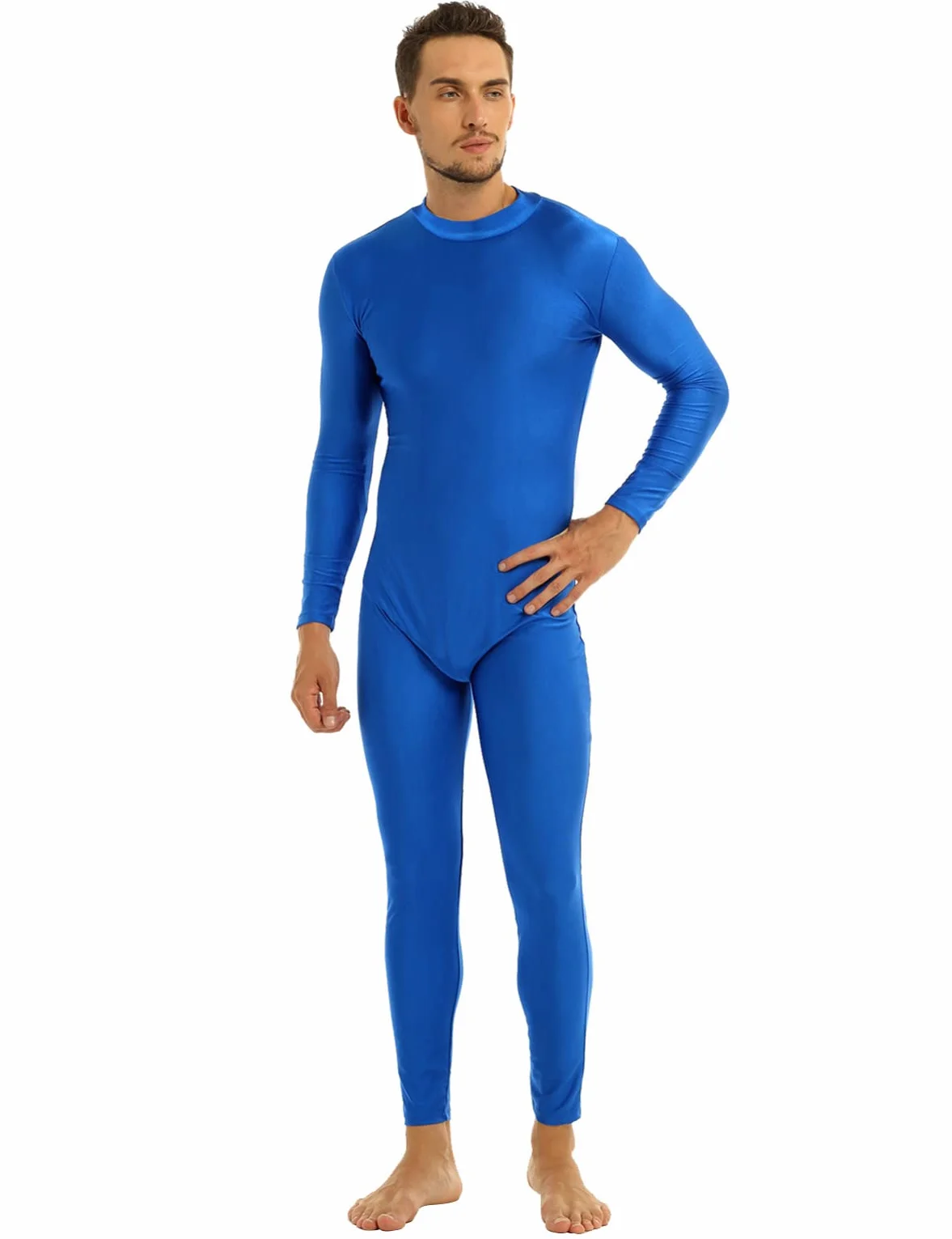IEFIEL Body Justaucorps à Zippé Manches Longues pour Sport Hommes M-2XL