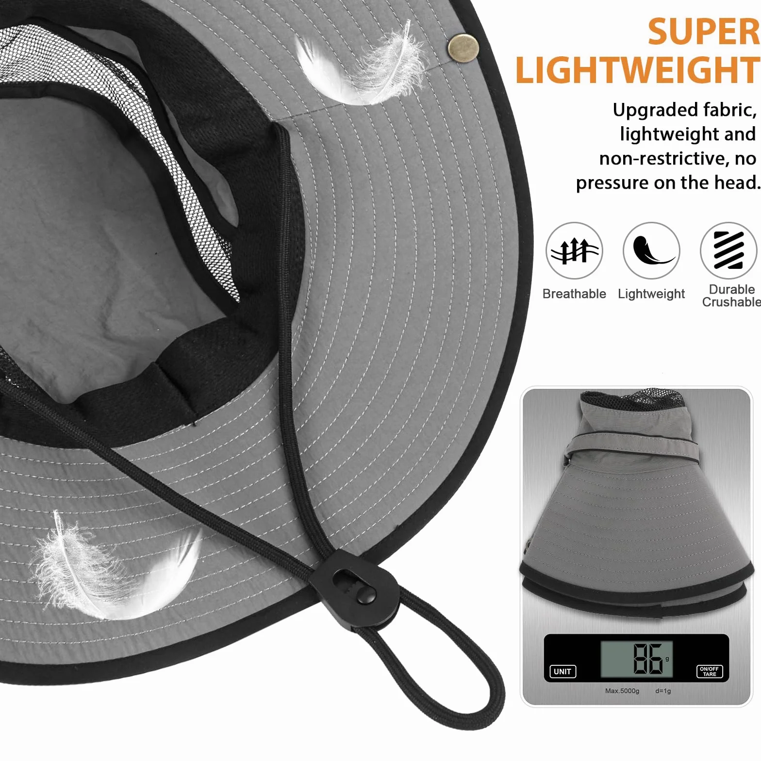 Chapeau de Soleil Pliable Large Bord, Chapeau Pêcheur Léger Respirant pour Femme Homme