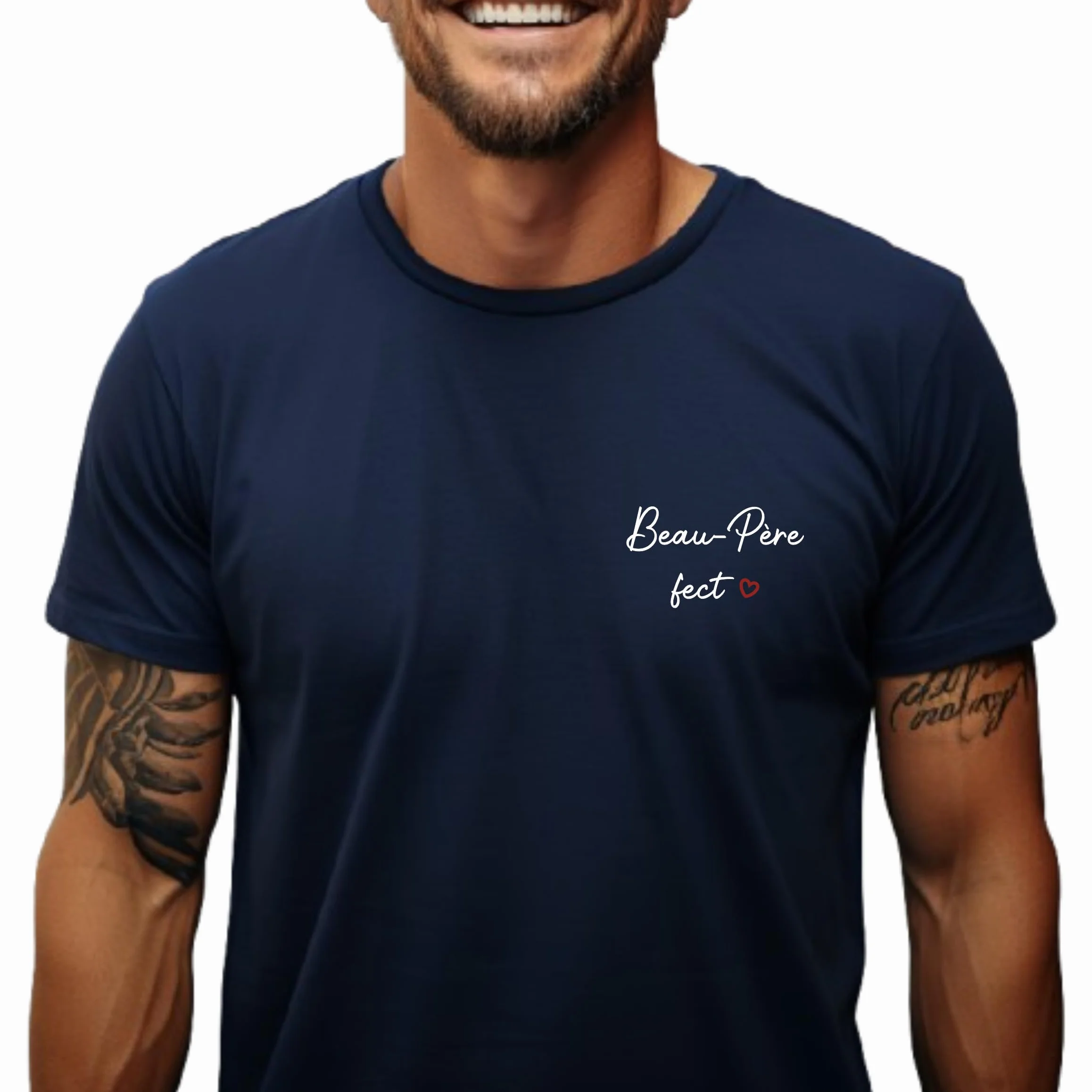 T-shirt homme personnalisé Beau-Pèrefect – Cadeau original pour beau-père – Idée fête des pères, anniversaire, Noël (Bleu, L)