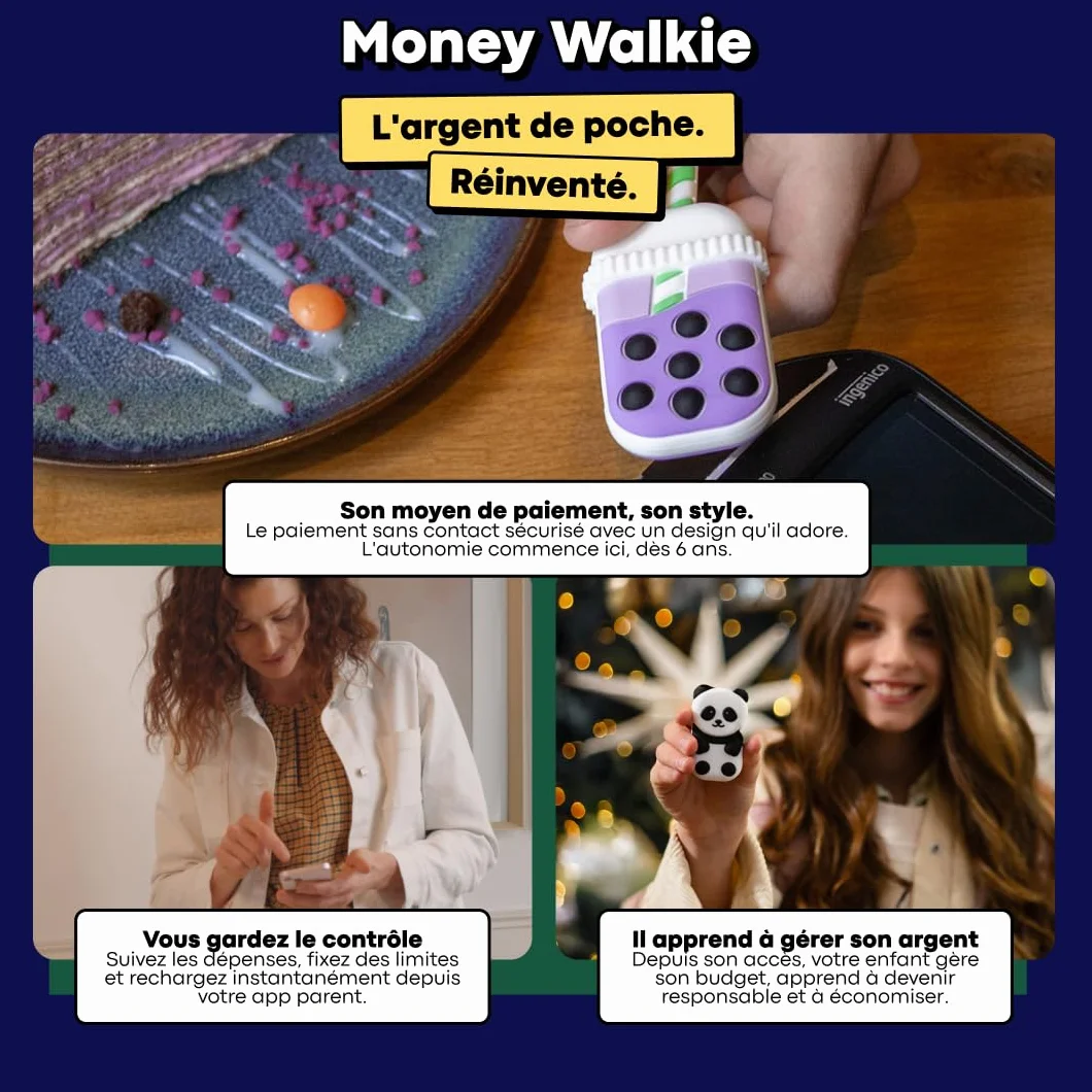 Porte Monnaie sans Contact pour Enfants et Ados - Apprendre à Gérer Son Argent - Bubble Tea