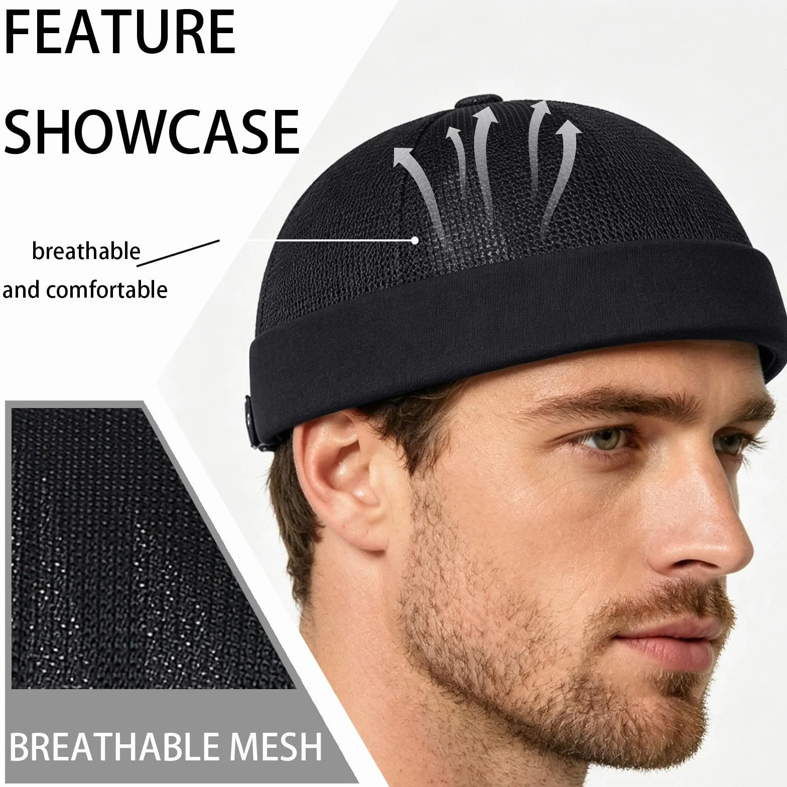 Bonnet de marin Docker Cap homme femme 55-60 cm taille réglable sans bord roulé