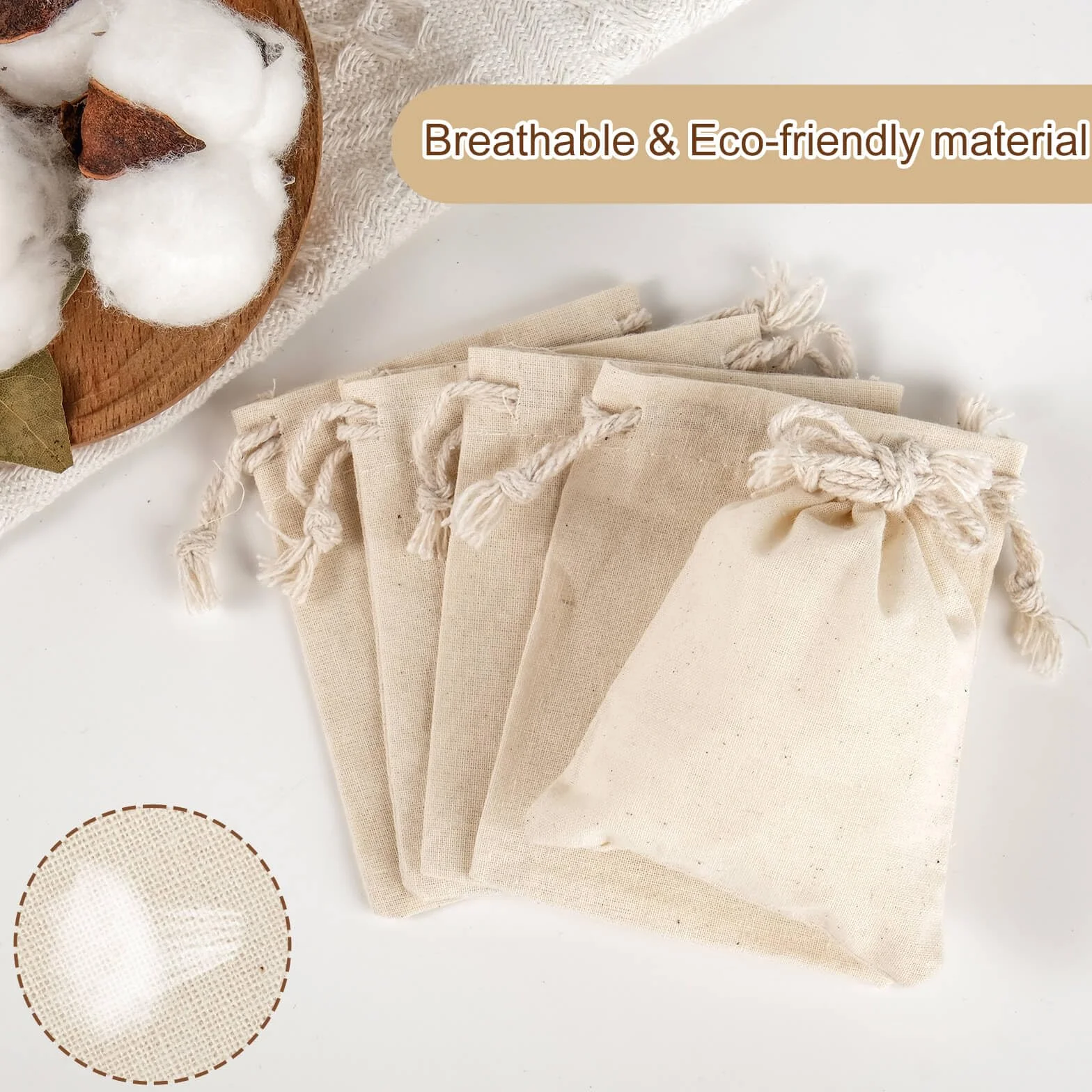 Sacs en Lin 7x9cm, Pochon Tissu Mariage avec Cordon de Serrage, Sac Cadeau Toile 30pcs