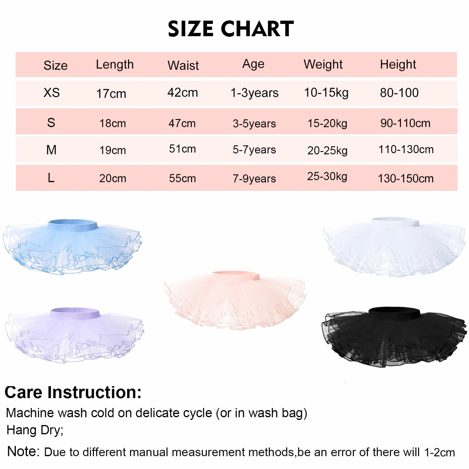 Bezioner Jupe Tutu Tulle Robe Danse Classique Ballet Pettiskirt Princesse 1-9 Ans