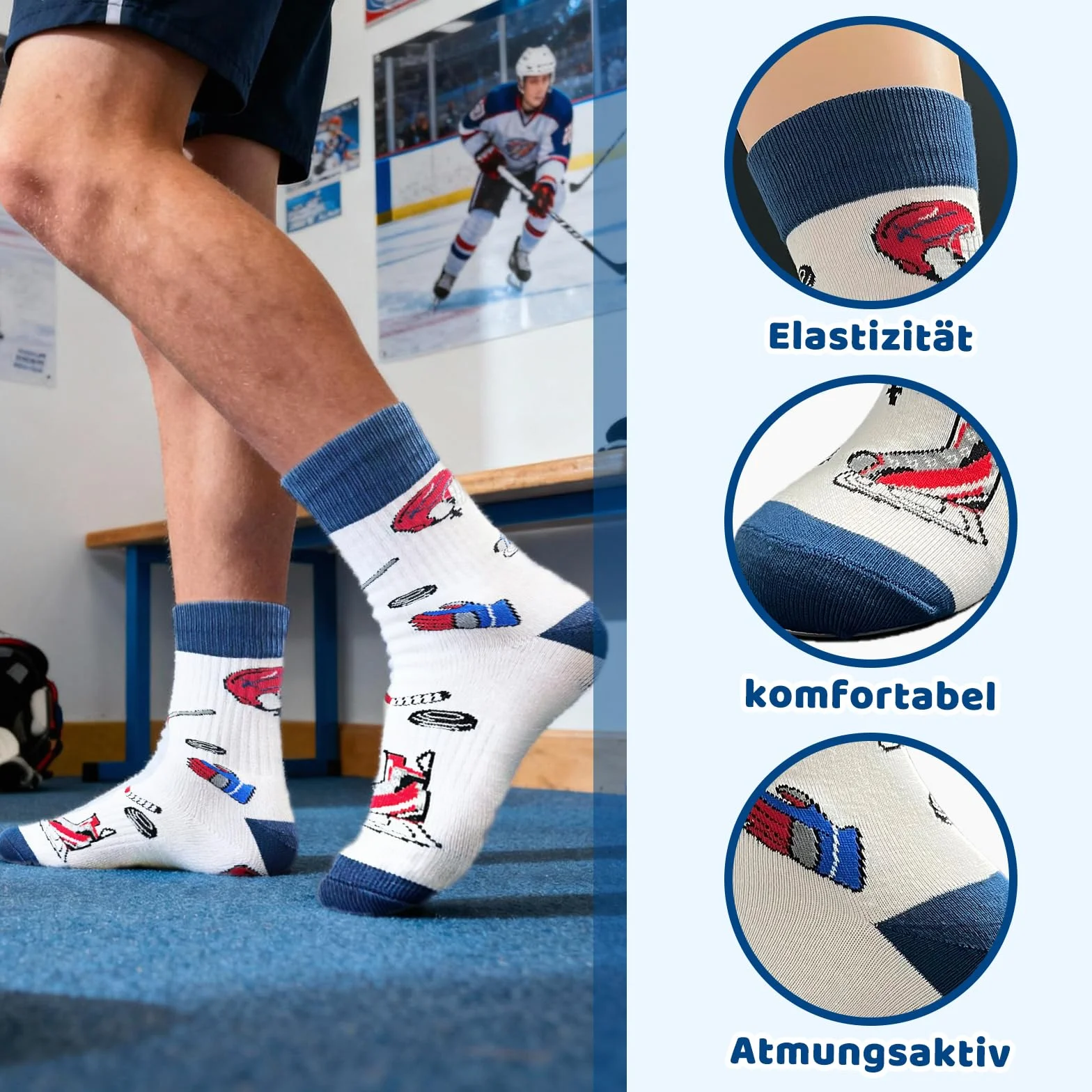 Chaussettes de hockey sur glace pour homme avec porte-clés, ensemble cadeau