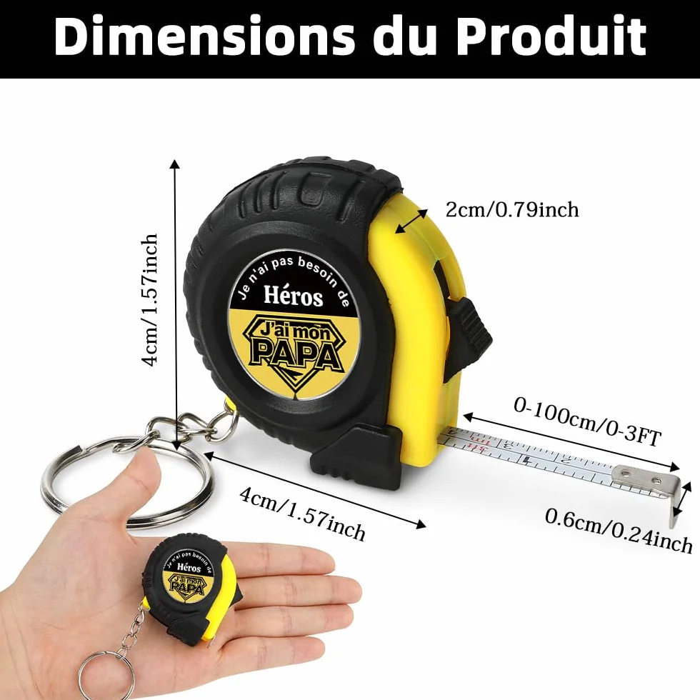 Porte-clés Mètre Ruban Cadeau Original Papa