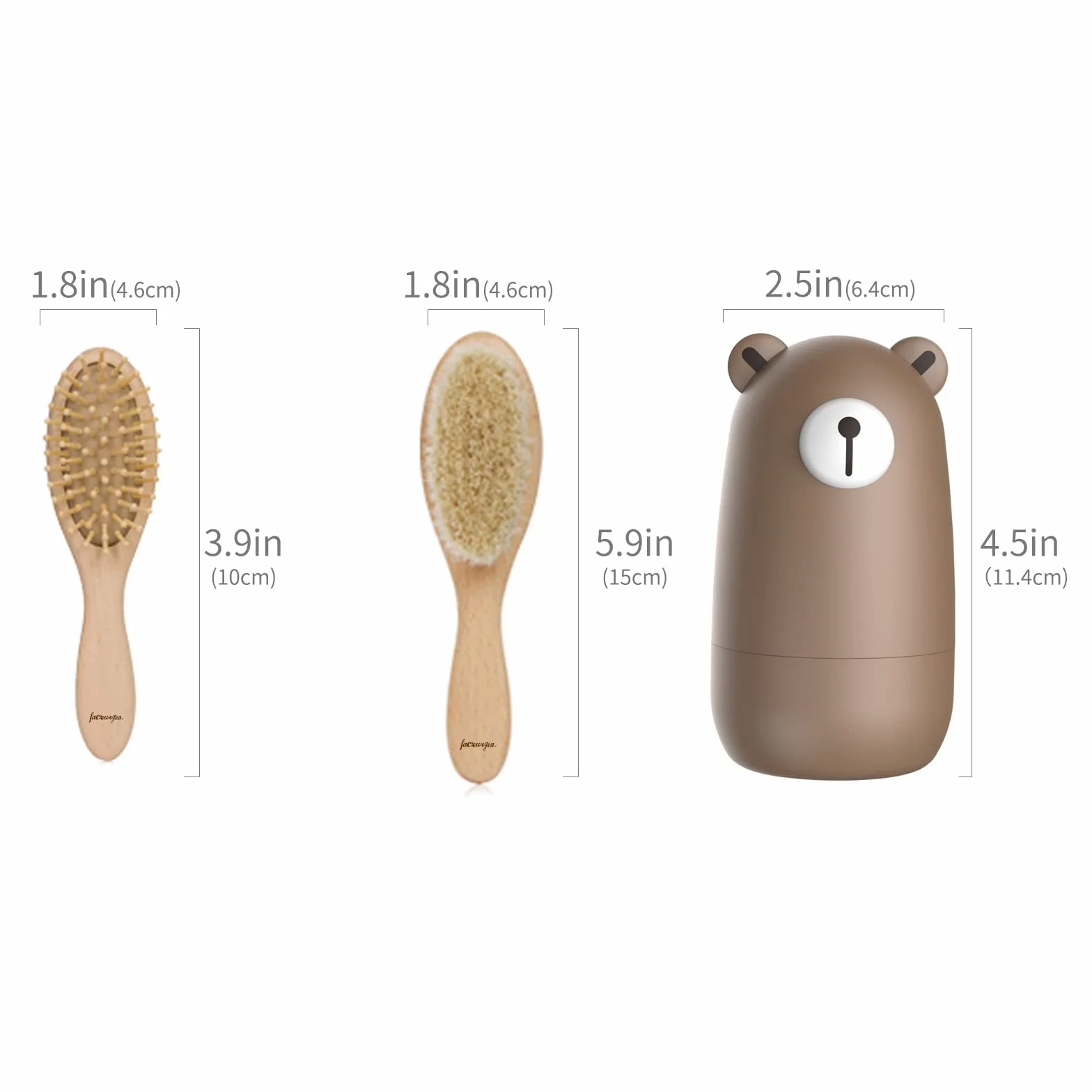 Ensemble de toilettage 6 en 1 pour bébé, brosse et peigne en bois naturel, ciseaux à ongles, lime et pince à épiler
