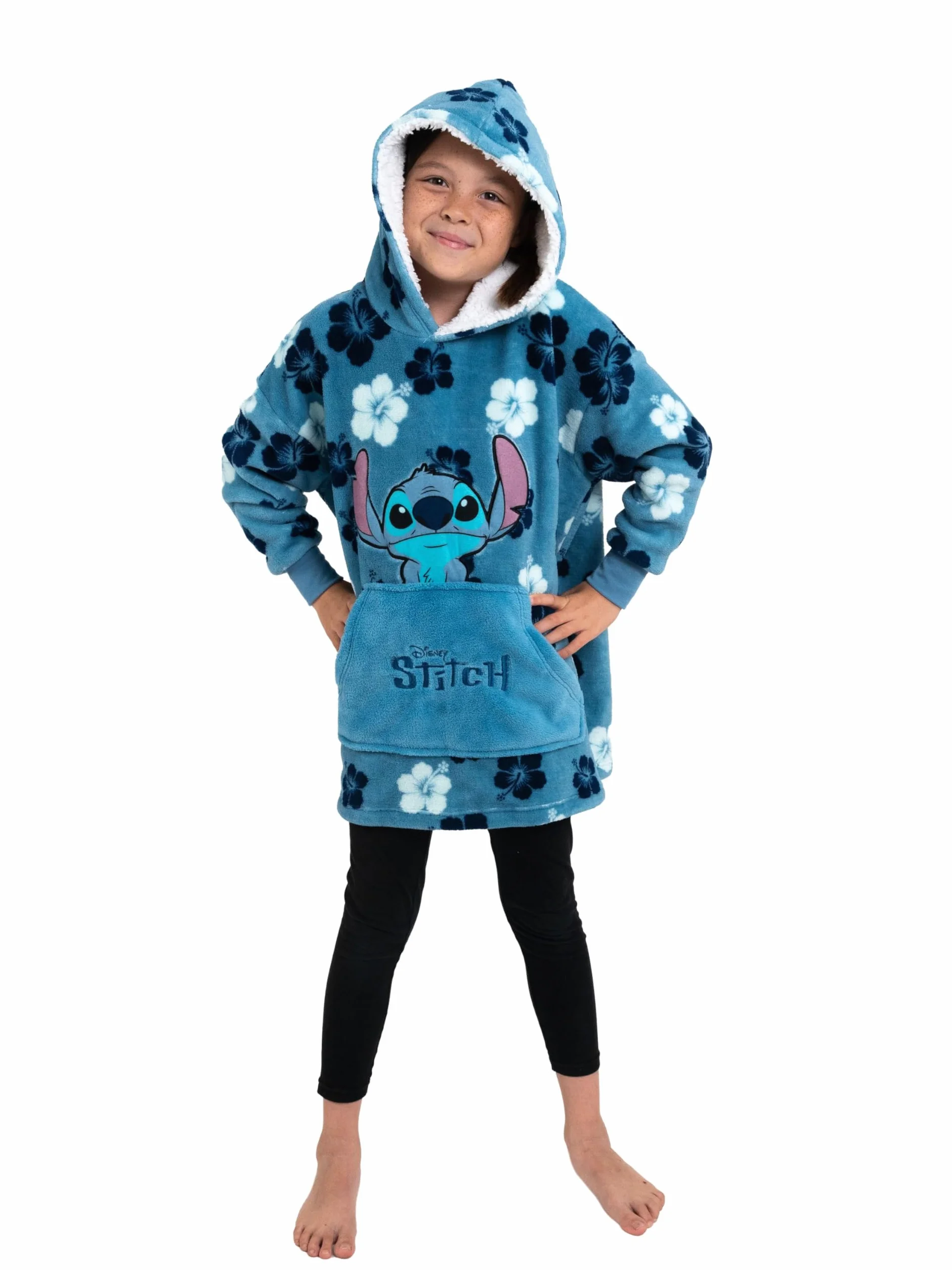 Sweat à Capuche Oversize Disney Lilo & Stitch pour Filles Bleu