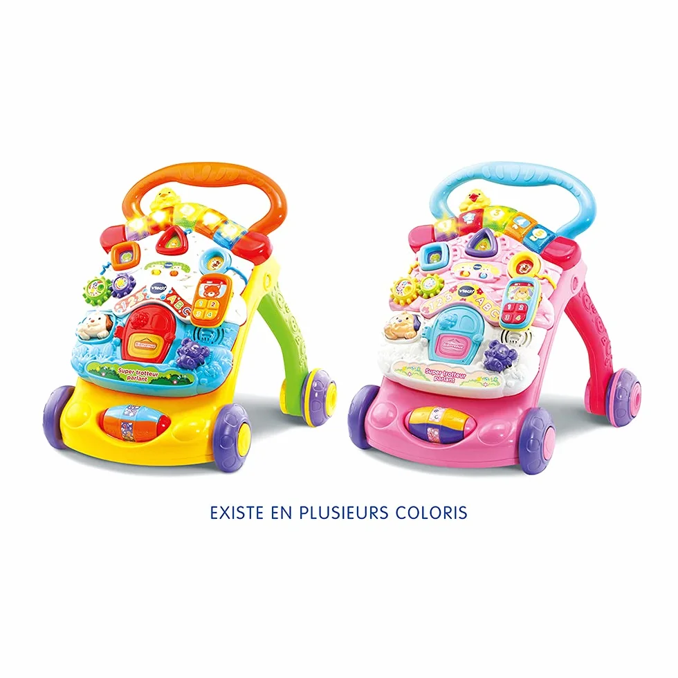 VTech Super Trotteur Parlant Rose, Trotteur Bébé Pliable, Tableau d'Éveil Détachable, Jouet d'Activité et de Développement, Apprentissage de la Marche, Cadeau Bébé Dès 9 Mois