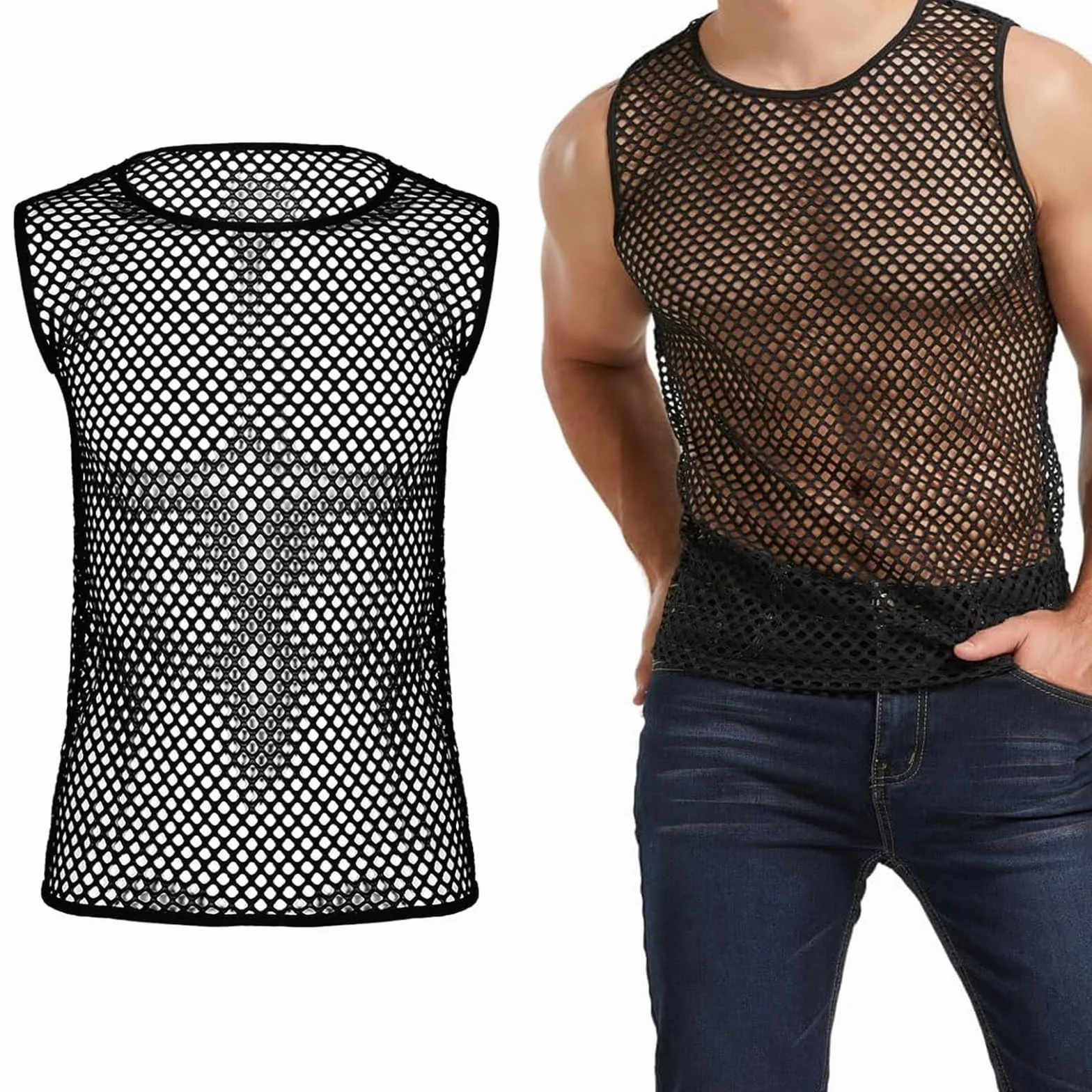Maillot de Corps en Maille Noire pour Hommes Taille XL