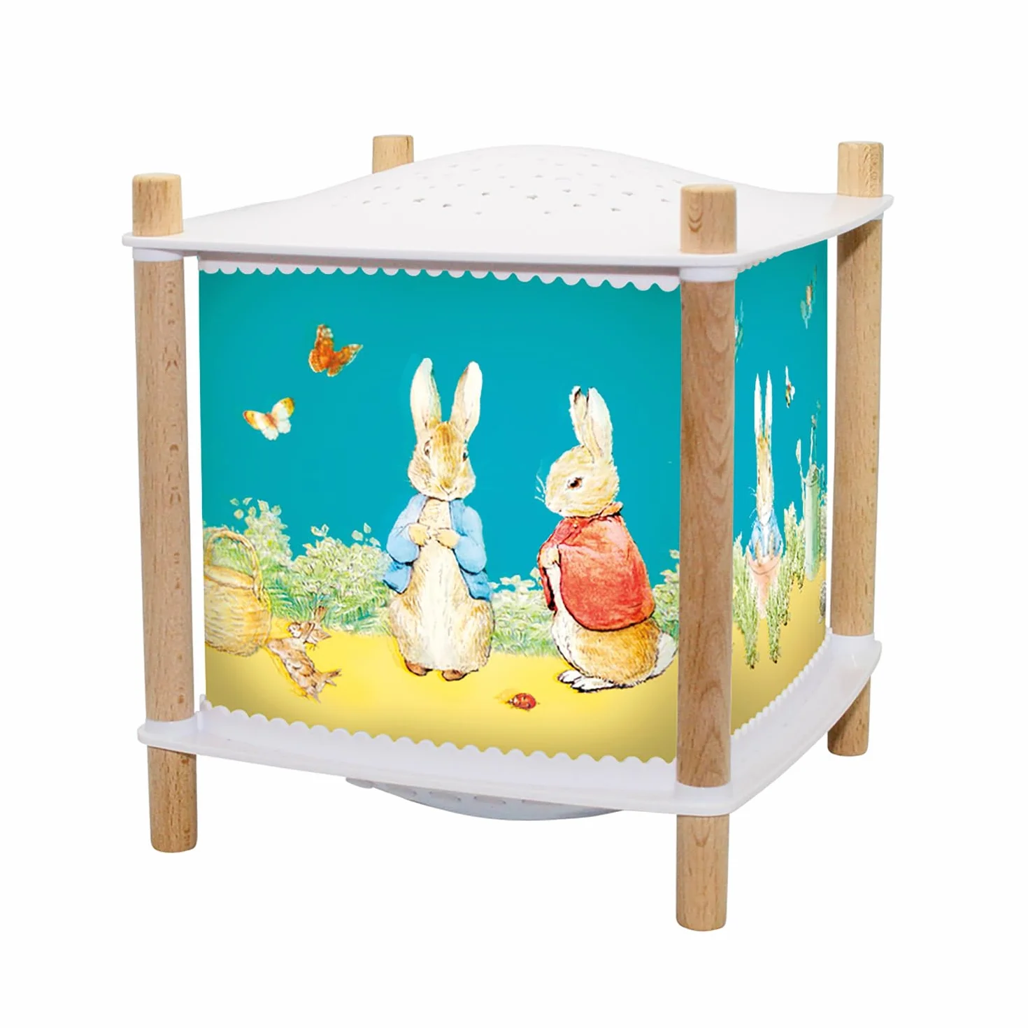 Trousselier Peter Rabbit Veilleuse Bébé Musicale Lumineuse Lanterne ReVOLUTION 2.0 Cadeau Naissance Rechargeable USB Projecteur Ciel Etoilé Détecteur de Pleurs