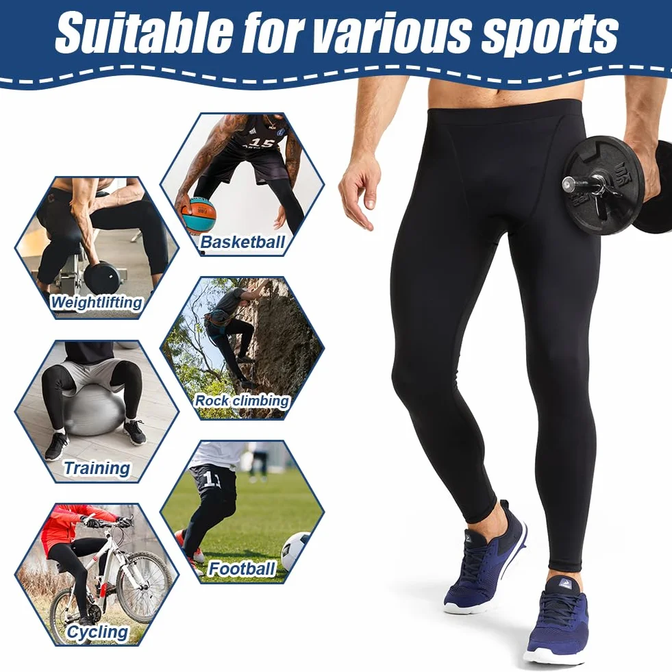AUYAO Pantalon de Compression Running Homme Legging Collant de Sport Anti-Frottements