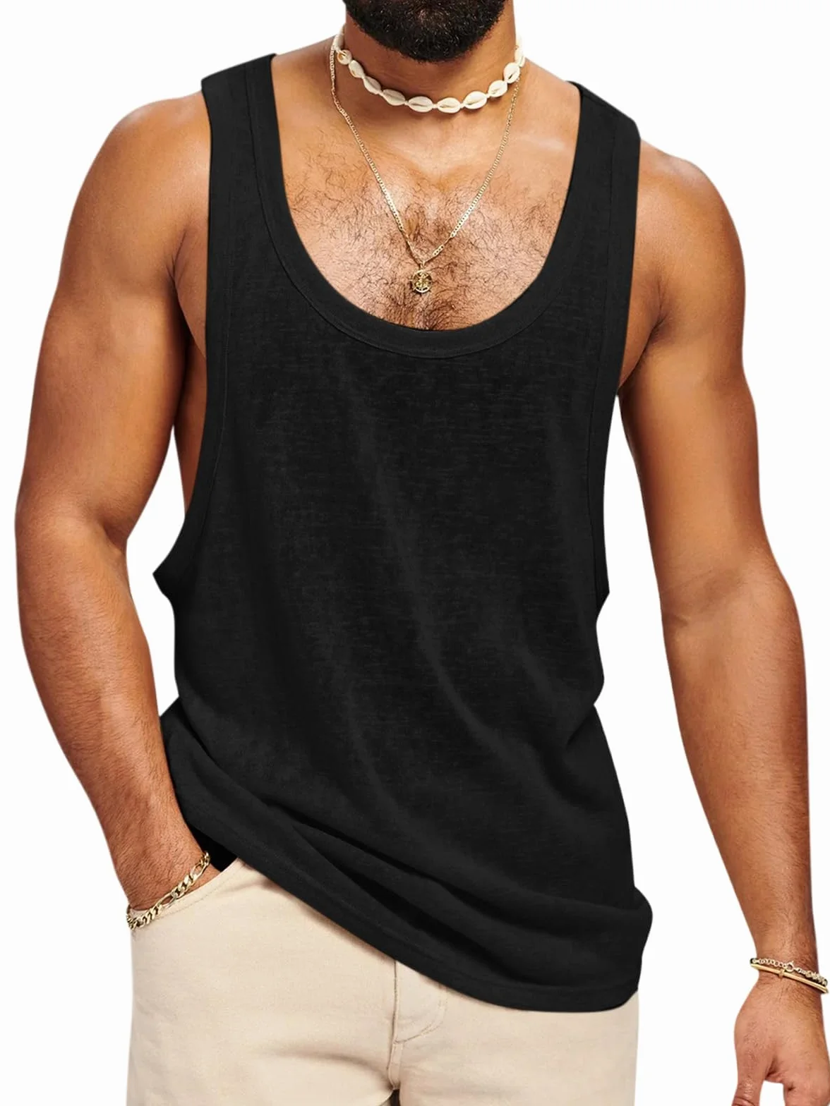 Runcati Débardeur sans manches pour homme Coton Fitness Gym Sport Maillot de corps