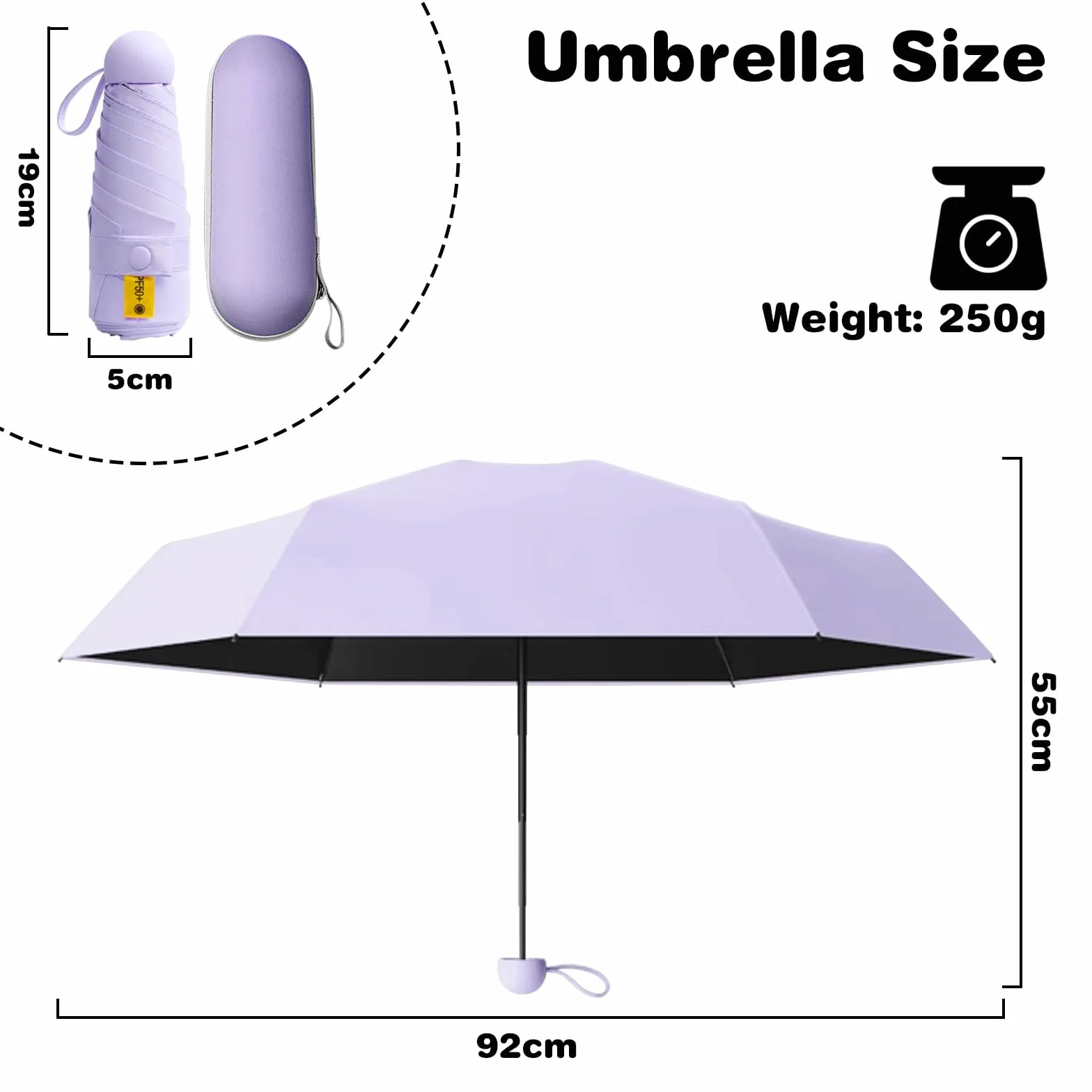 Parapluie Anti UV Pliant Léger Compact Poignée Rétractable
