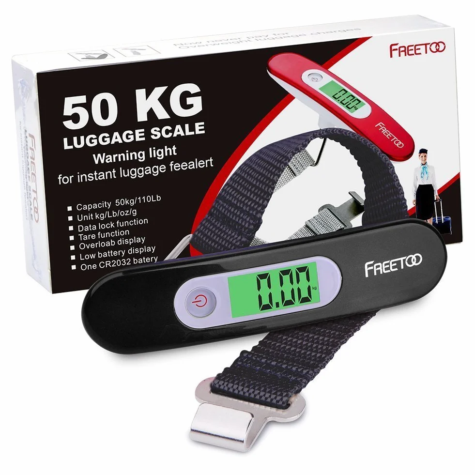 FREETOO Portable Electronic Luggage Scale 50kg/110lb Digital Baggage Scale with Tare Function for Travel Shopping Post Office Home Outdoor