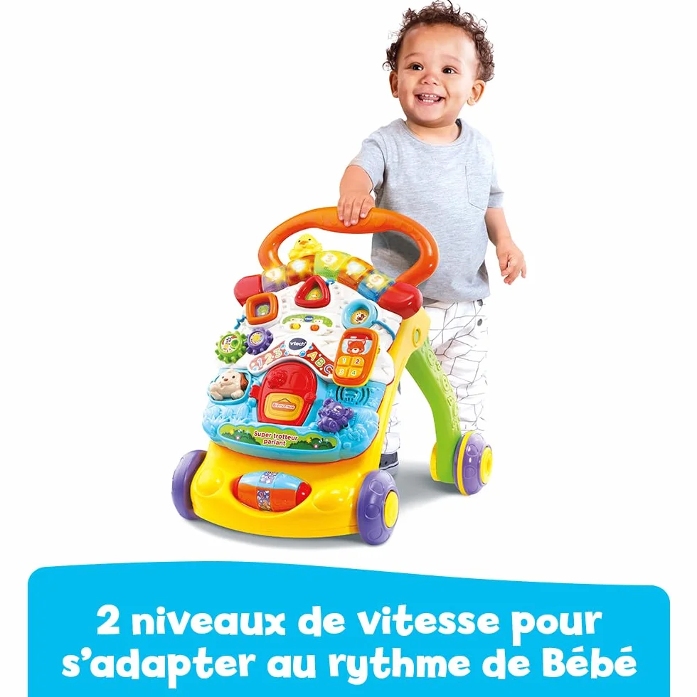 VTech Super Trotteur Parlant Bébé Pliable Orange, Tableau d'Éveil Détachable, Jouet d'Activité et de Développement, Apprentissage de la Marche, Cadeau Bébé Dès 9 Mois