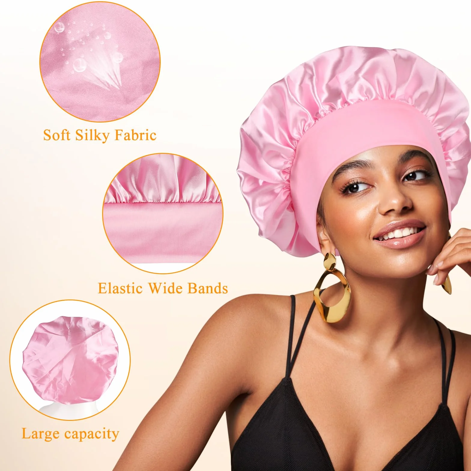 Bonnet Satin en Soie pour Femmes Cheveux Longs Bouclés