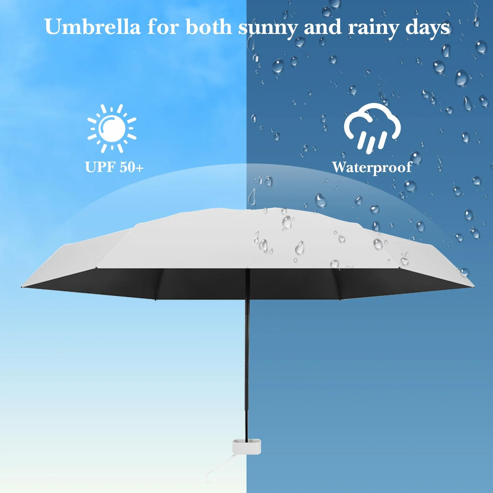 Mini Parapluie Compact Pliable Anti UV Imperméable Coupe-Vent avec Boîte à Capsules