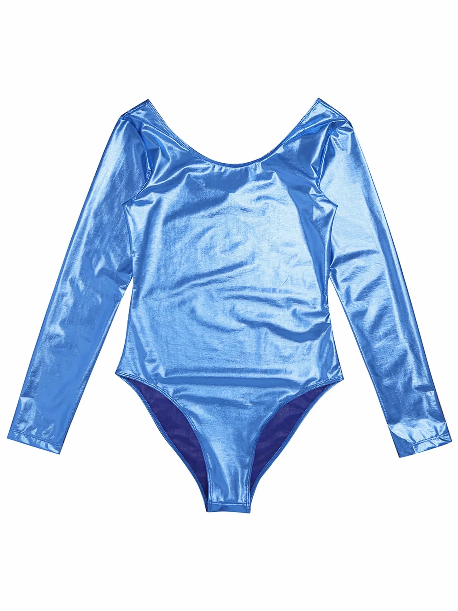 Alvivi Homme Combinaison à Manches Longues Similicuir Brillant Justaucorps Danse Gymnastique Clubwear L-3XL