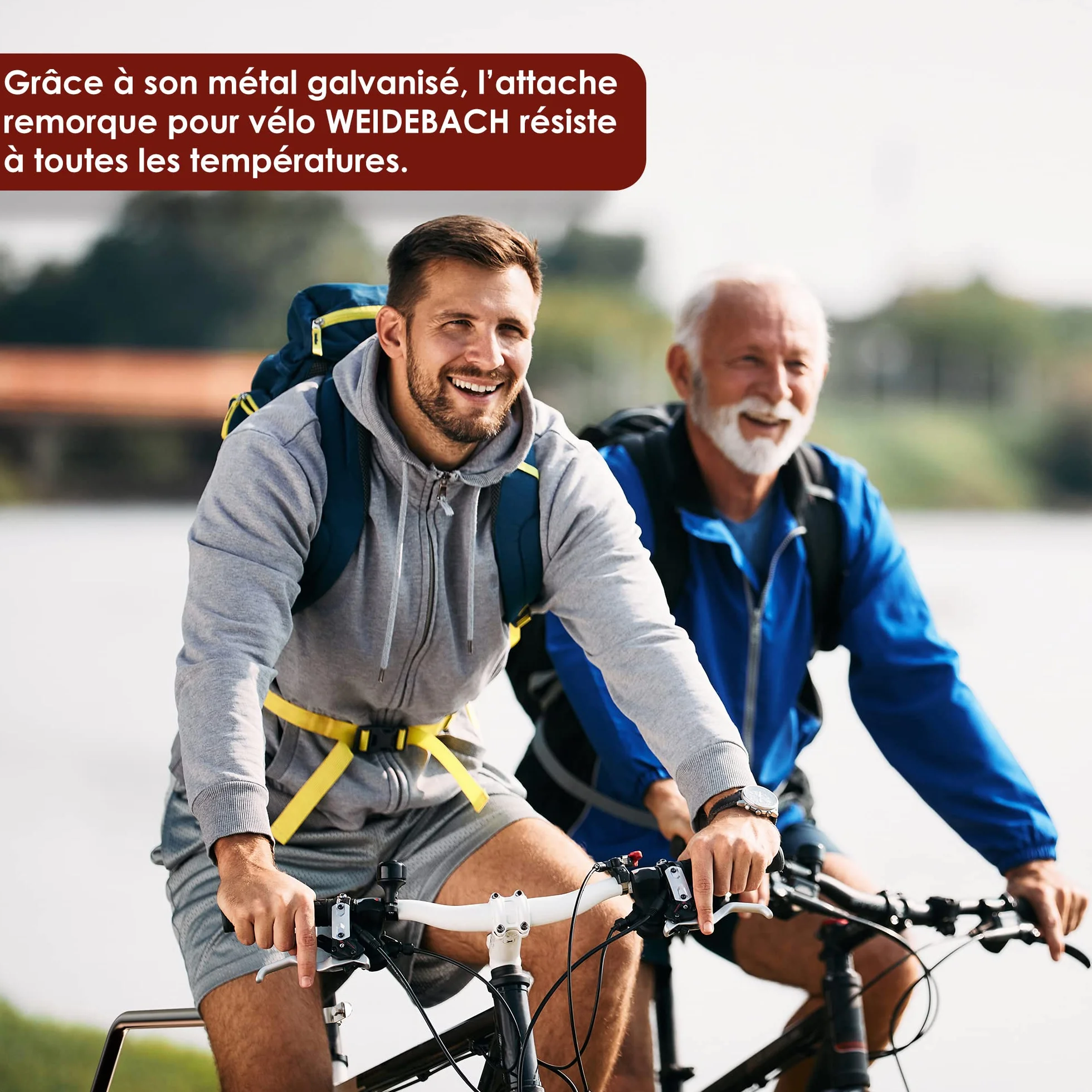 Weidebach Attache remorque vélo métal galvanisé Ø 2.35-3.05 cm clé à molette incluse