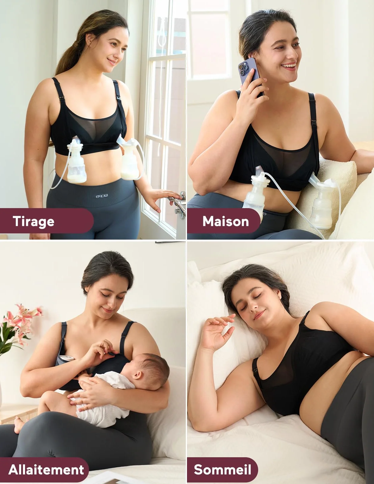 Momcozy Soutien Gorge Allaitement Tire Lait Mains Libres Maille Respirante Grande Taille 95C-115E Brassière 2 en 1