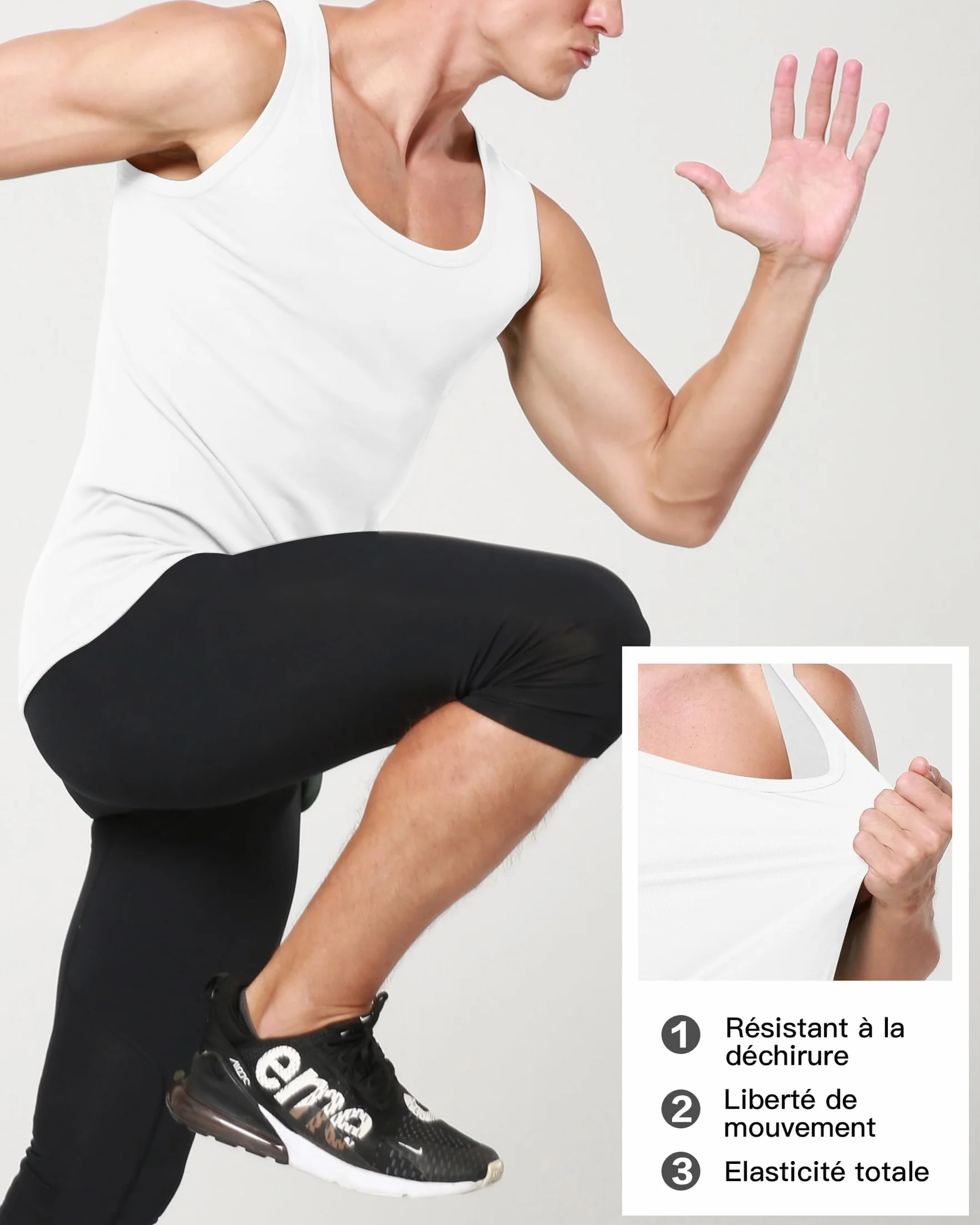 Débardeur Homme Lot de 3 - 100% Coton Maillot de Corps