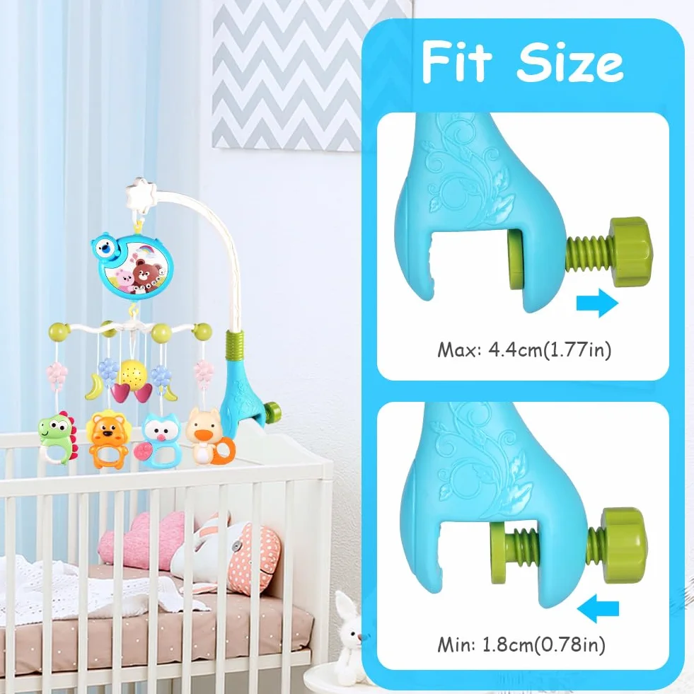 Aolso Mobile Musical Bébé 3-en-1 avec Lumières et Musique, Projecteur pour Lit et Poussette, Cadeau Nouveau-Né