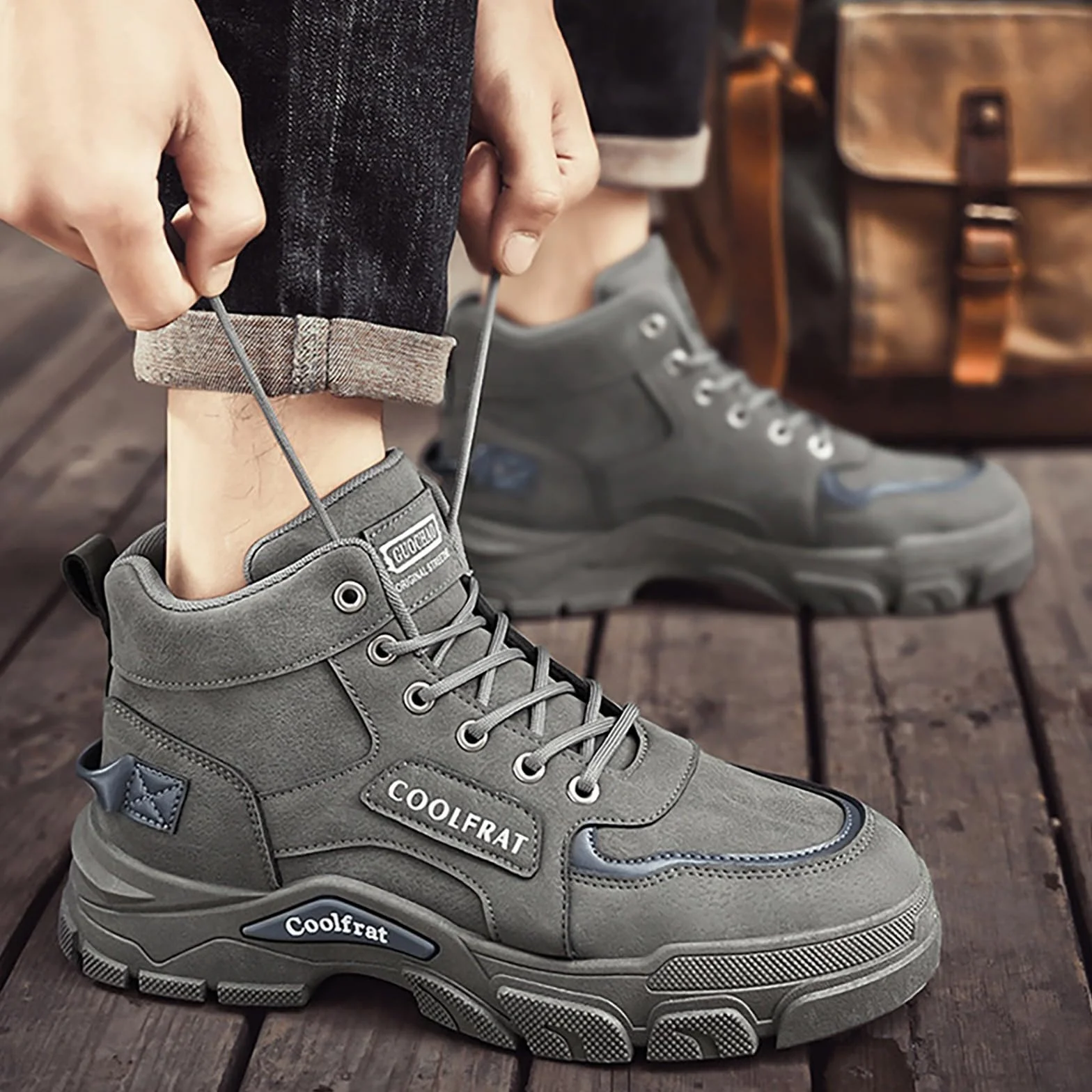 Bottes en cuir homme imperméables chaussures tactiques fond épais antidérapantes lacets
