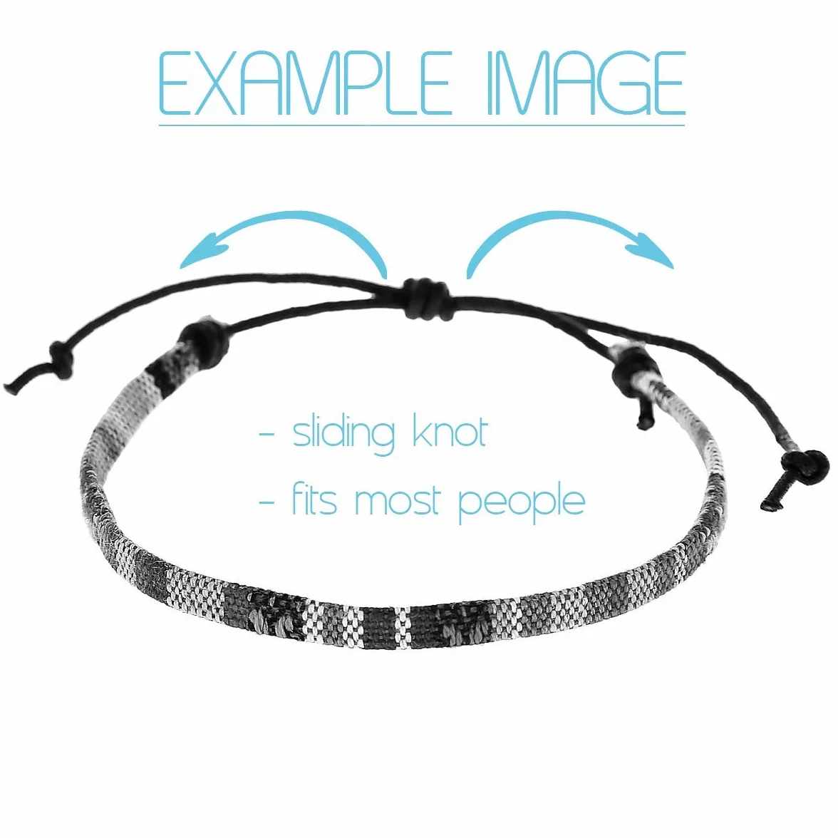 Nami Bracelet de cheville boho hippie 100% coton écologique imperméable ajustable Bleu-blanc