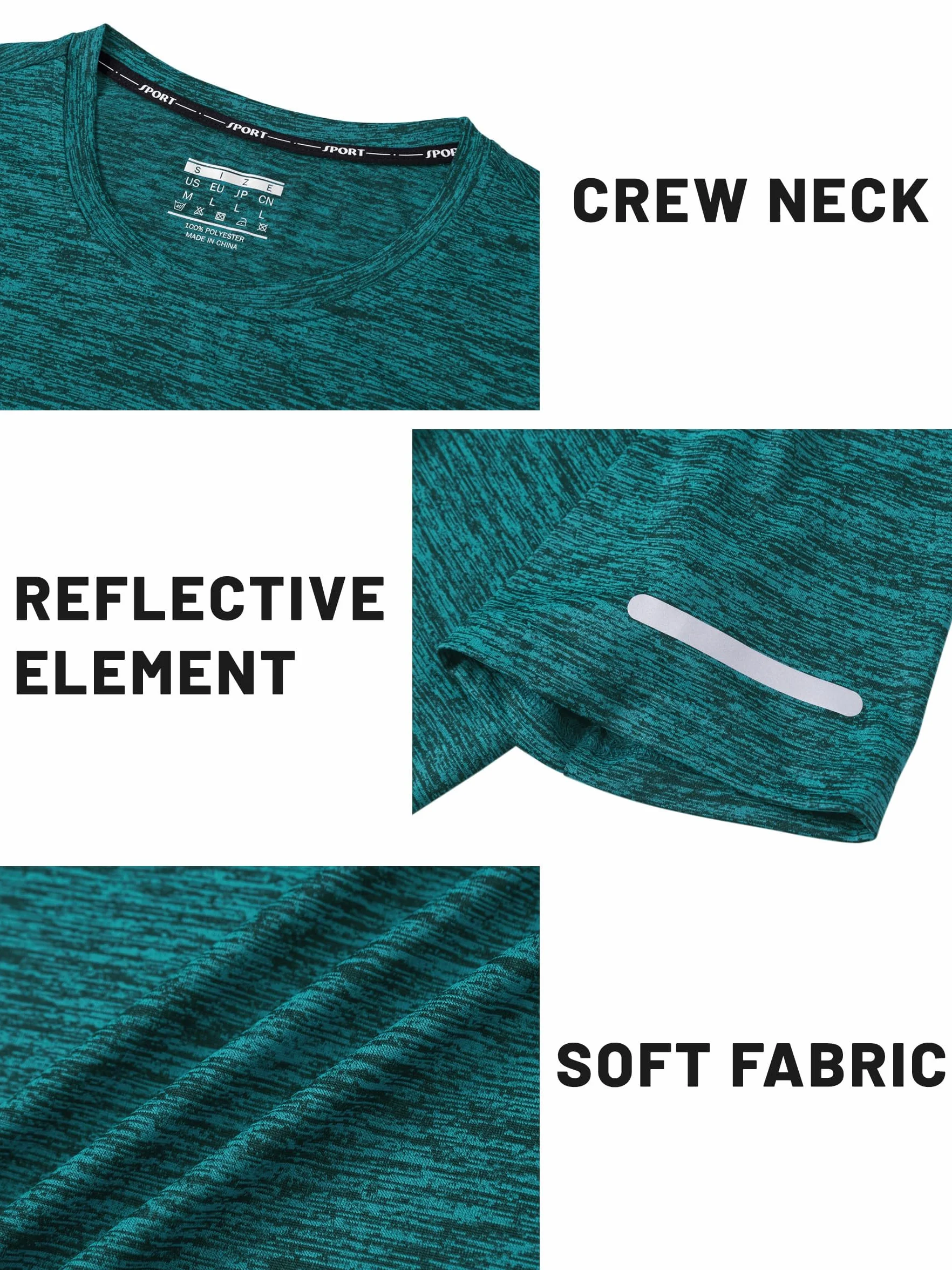 TACVASEN T-shirts à Manches Courtes Homme Séchage Rapide Tee Shirt Running Sportswear Polyester Respirant
