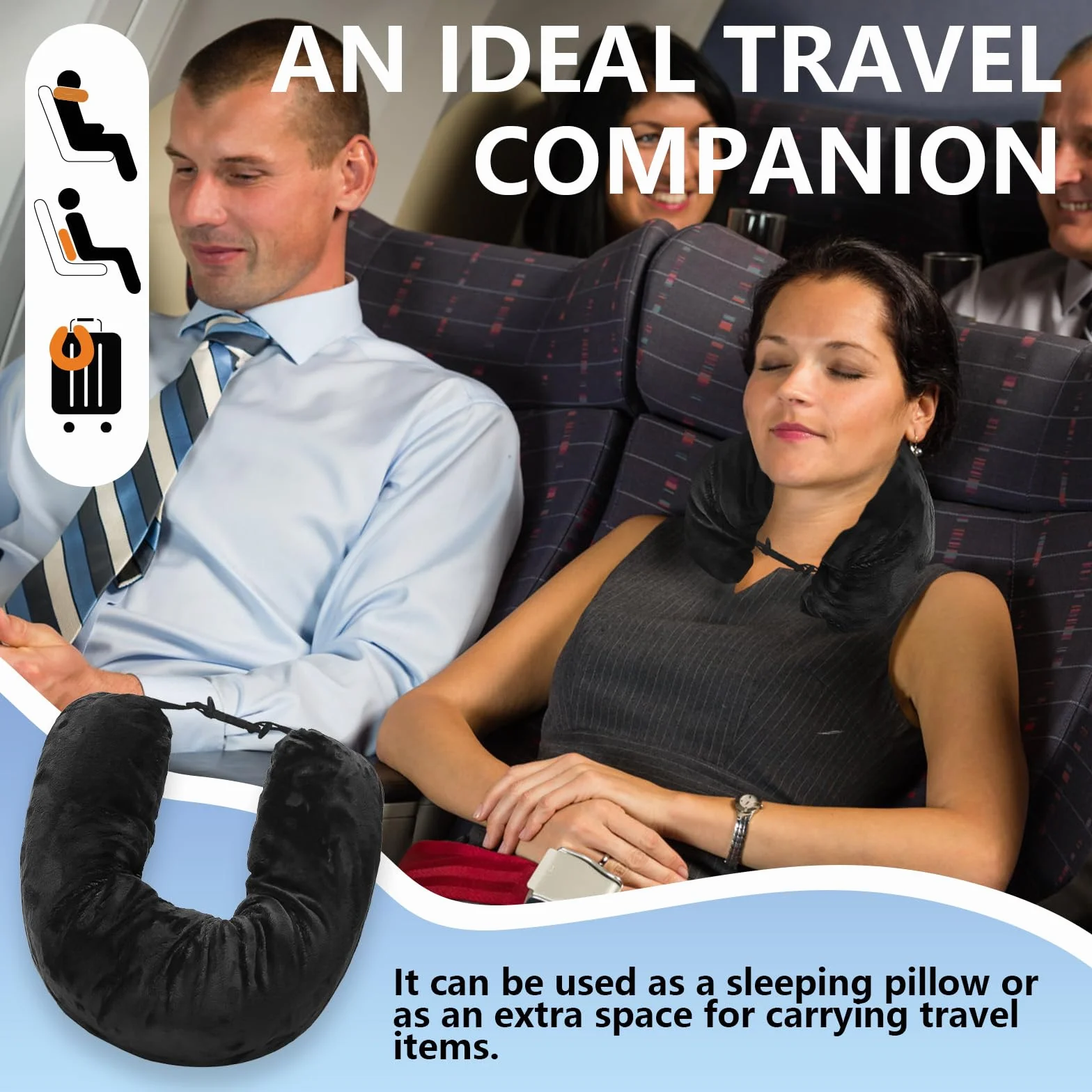 Coussin de Voyage Tour de Cou Remplissable avec Sac de Rangement pour Avion Hôtel Camping
